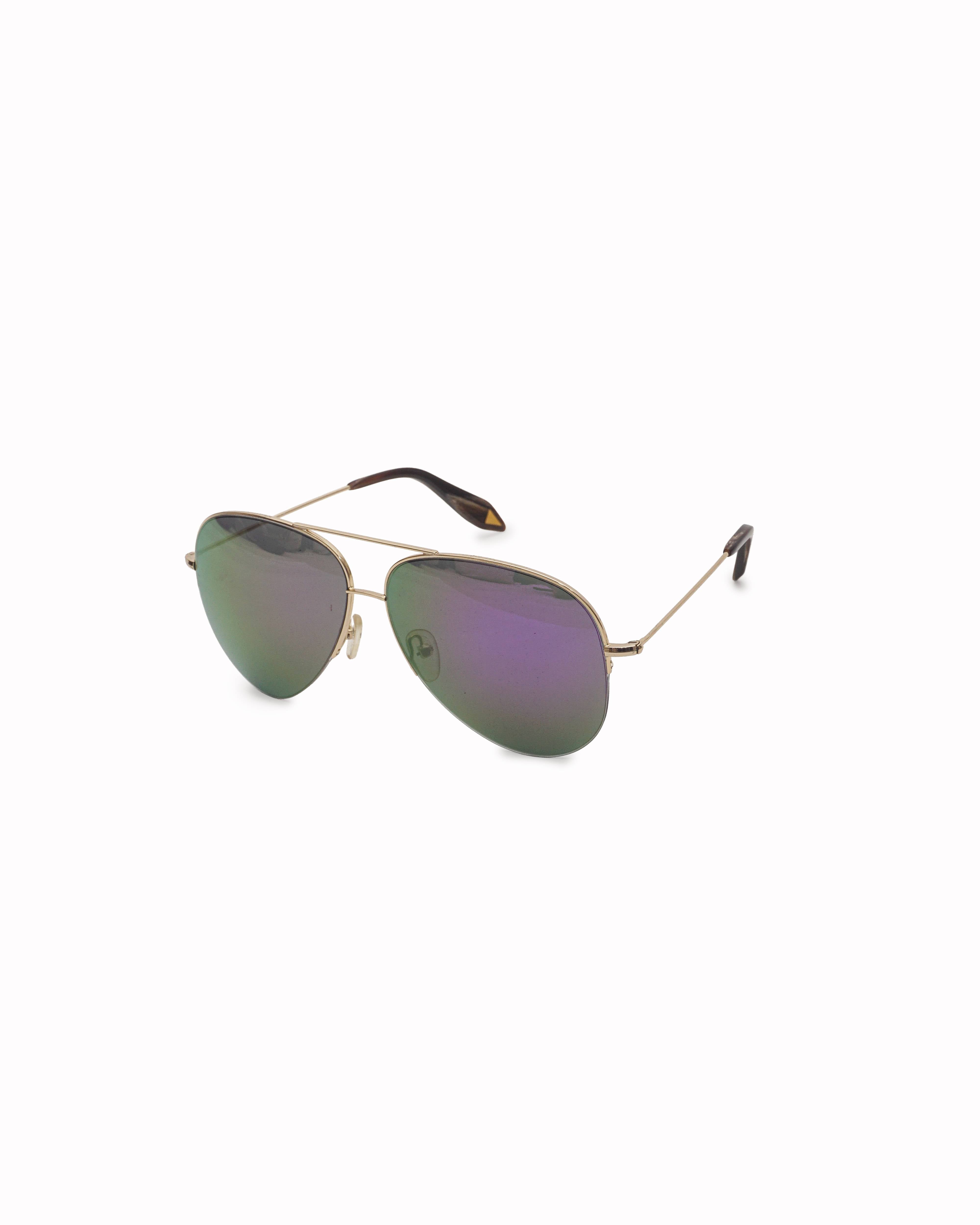 Victoria Beckham Gold & Purple Mirrored Aviator Sunglasses