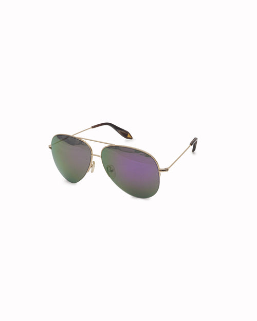 Victoria Beckham Gold & Purple Mirrored Aviator Sunglasses