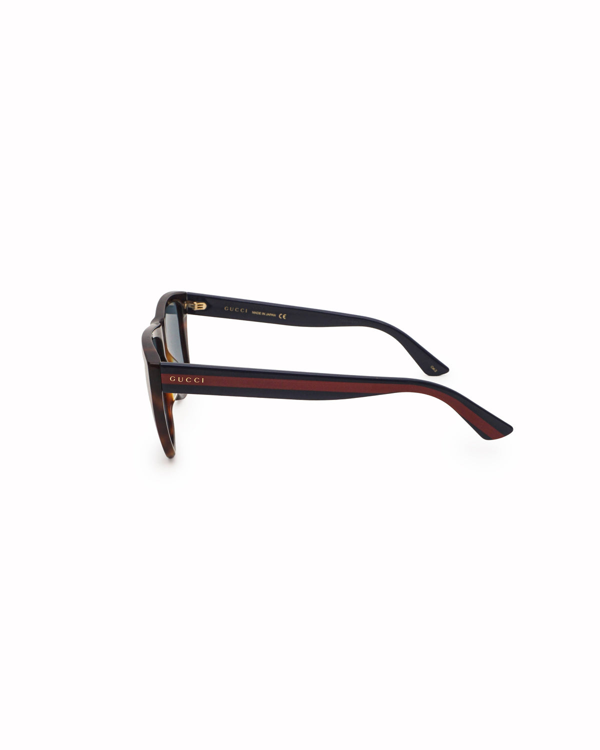 Gucci Men's Tortoiseshell Web Temple Rectangle Sunglasses