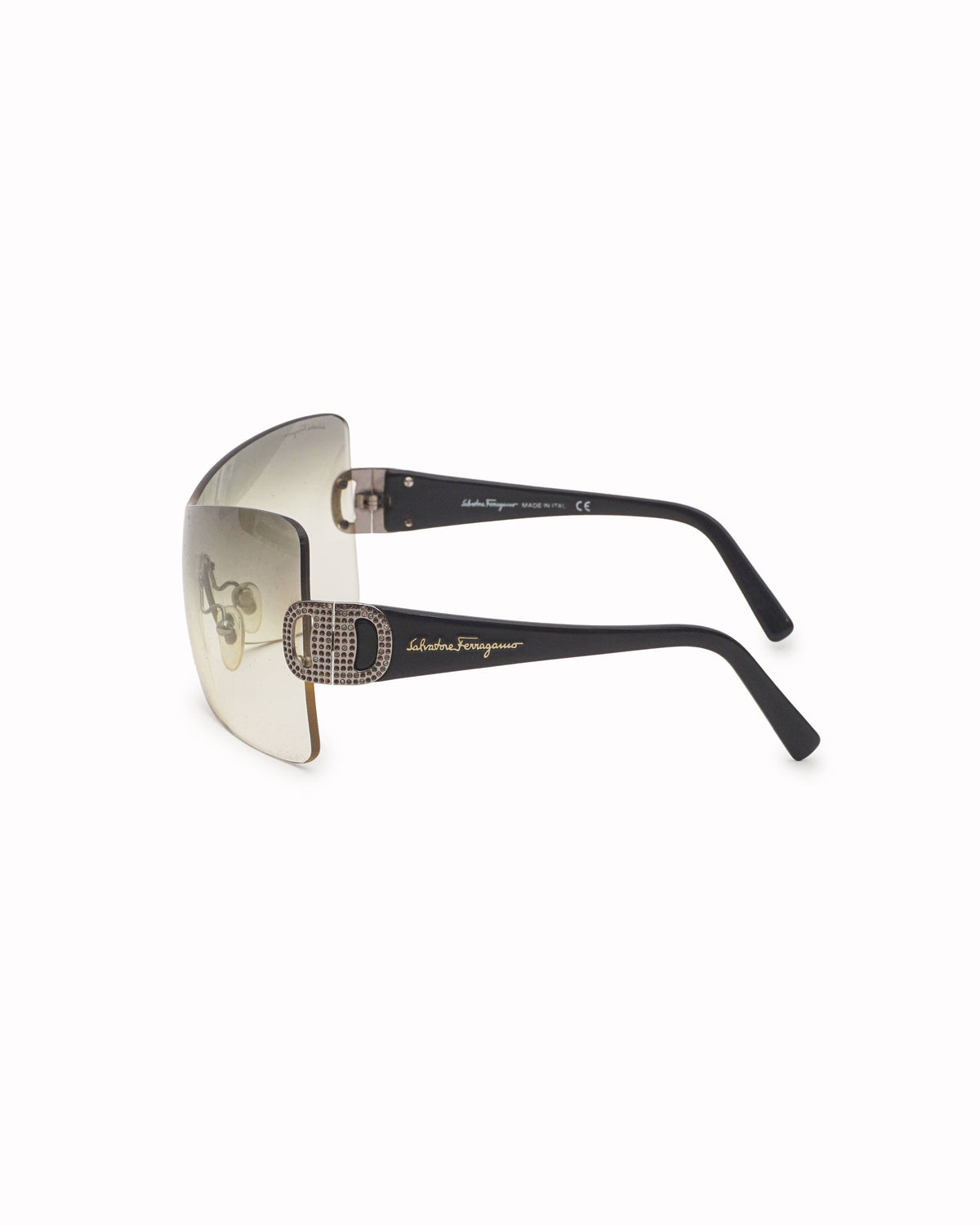 Salvatore Ferragamo Crystal Gancini Shield Sunglasses