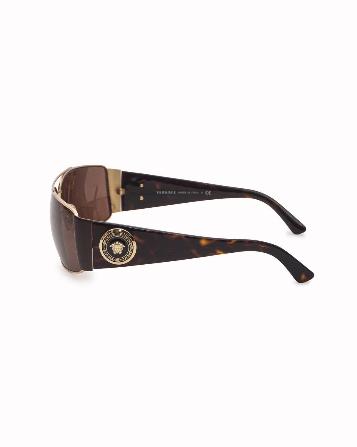 Versace Black & Gold Medusa Polarized Shield Sunglasses
