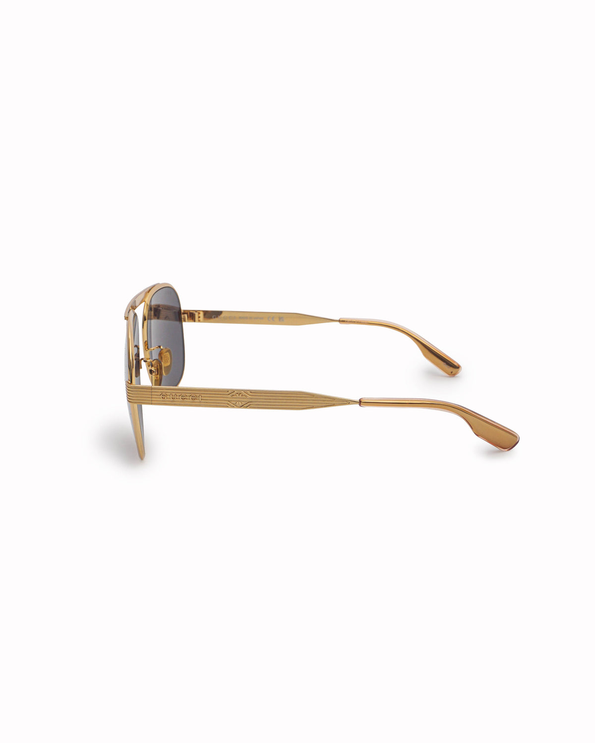 Gucci Gold-Tone Metal Grooved Navigator Aviator Sunglasses
