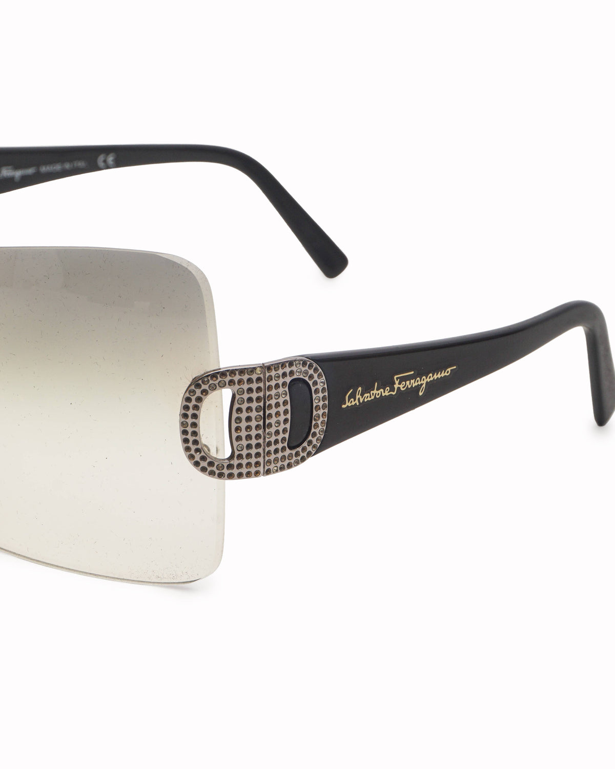 Salvatore Ferragamo Crystal Gancini Shield Sunglasses