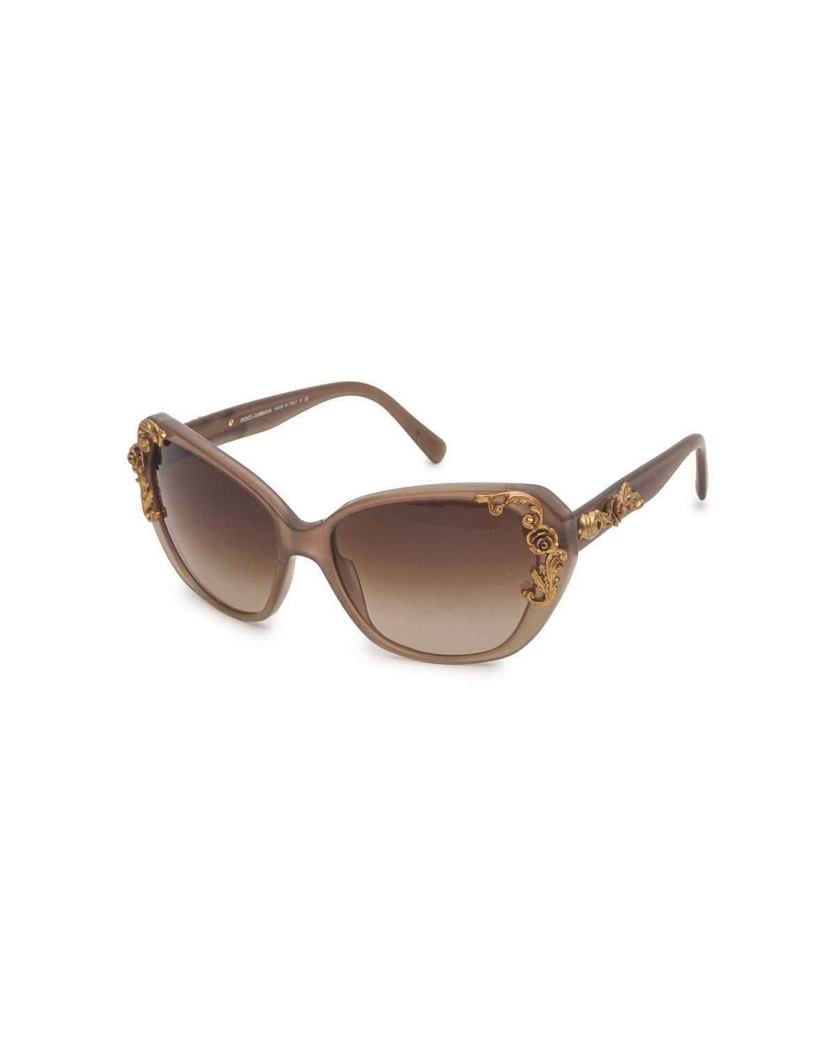 Dolce & Gabbana Opal Brown Sicilian Baroque Butterfly Sunglasses