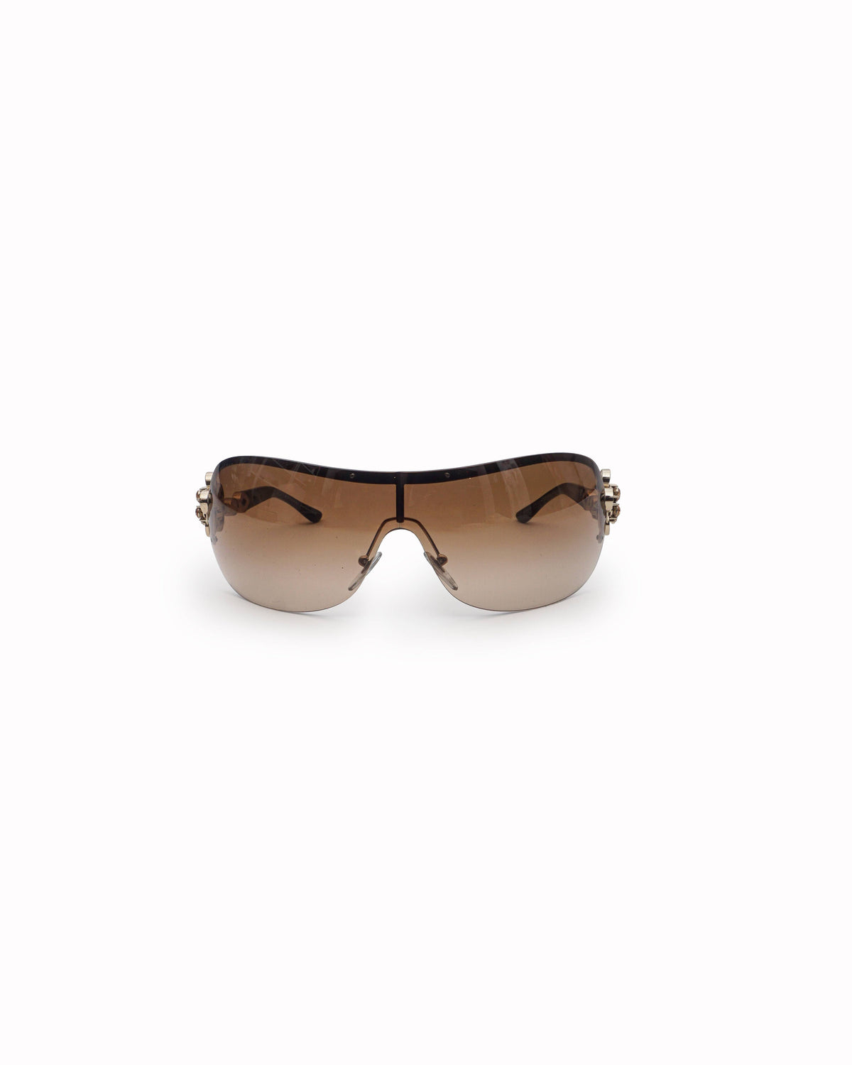 Bvlgari Crystal Flower Temple Rimless Shield Sunglasses