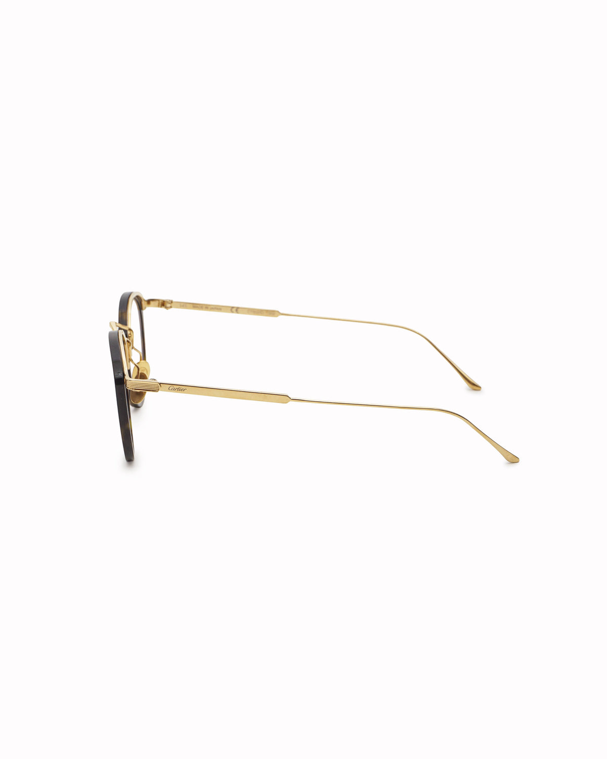 Cartier Santos Tortoiseshell & Gold Round Optical Eyeglasses