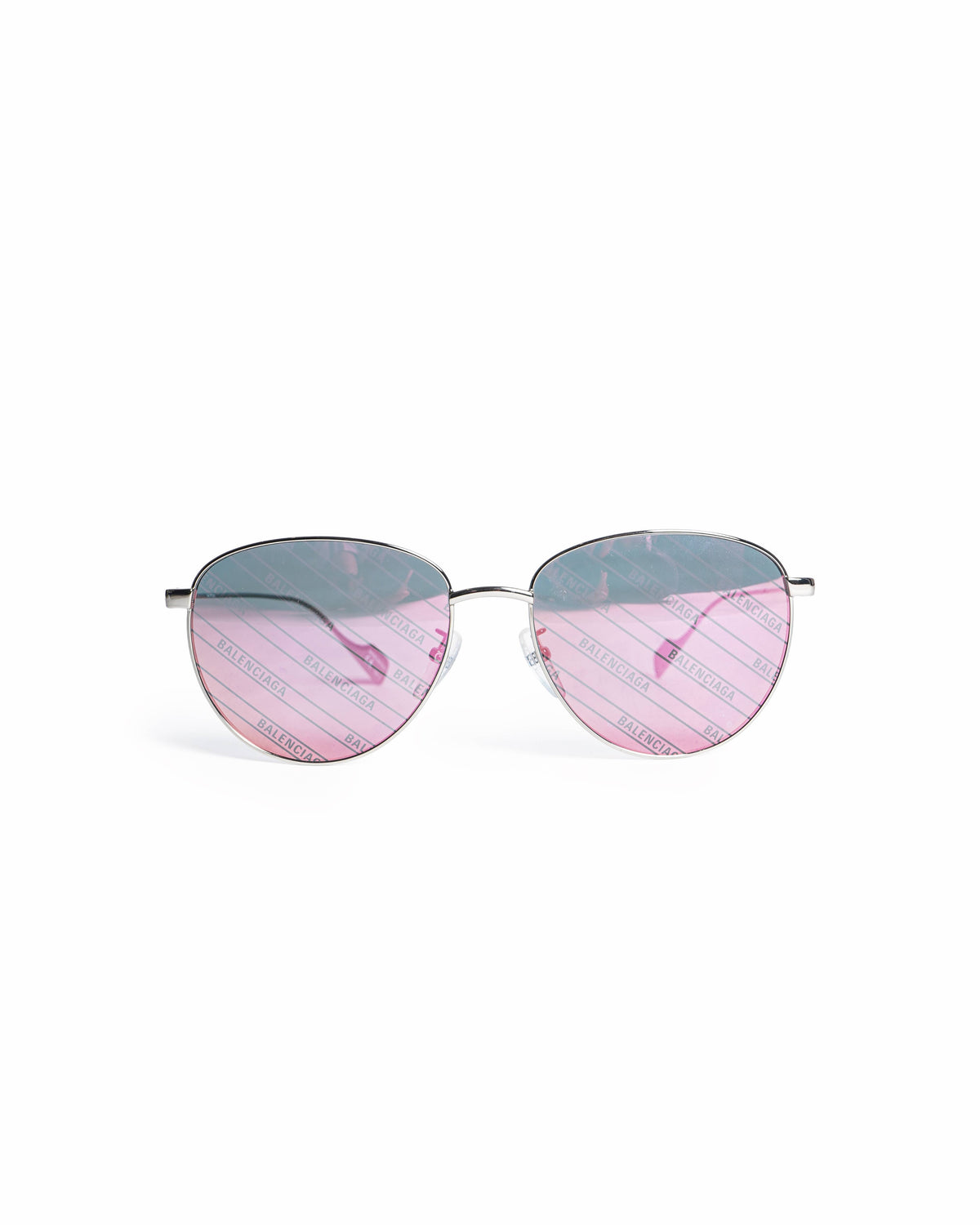 Balenciaga Pink Mirrored Logo Script Unisex Sunglasses