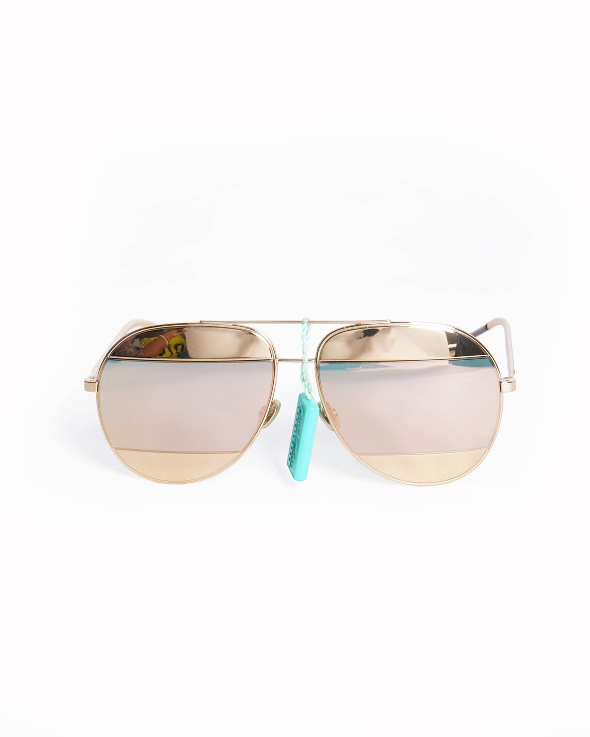 Christian Dior Gold-Tone Aviator Sunglasses with Pink Lenses  display picture 2