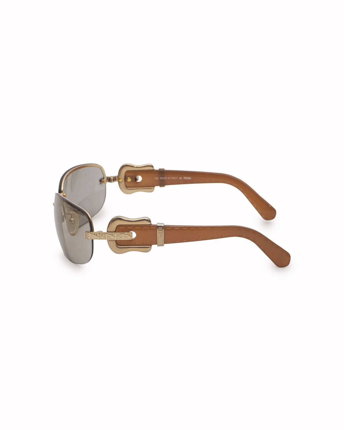 Fendi Vintage Gold & Tan Acetate Rimless FF Sunglasses