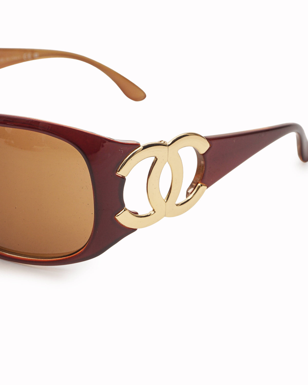 Chanel Vintage Burgundy CC Logo Sunglasses