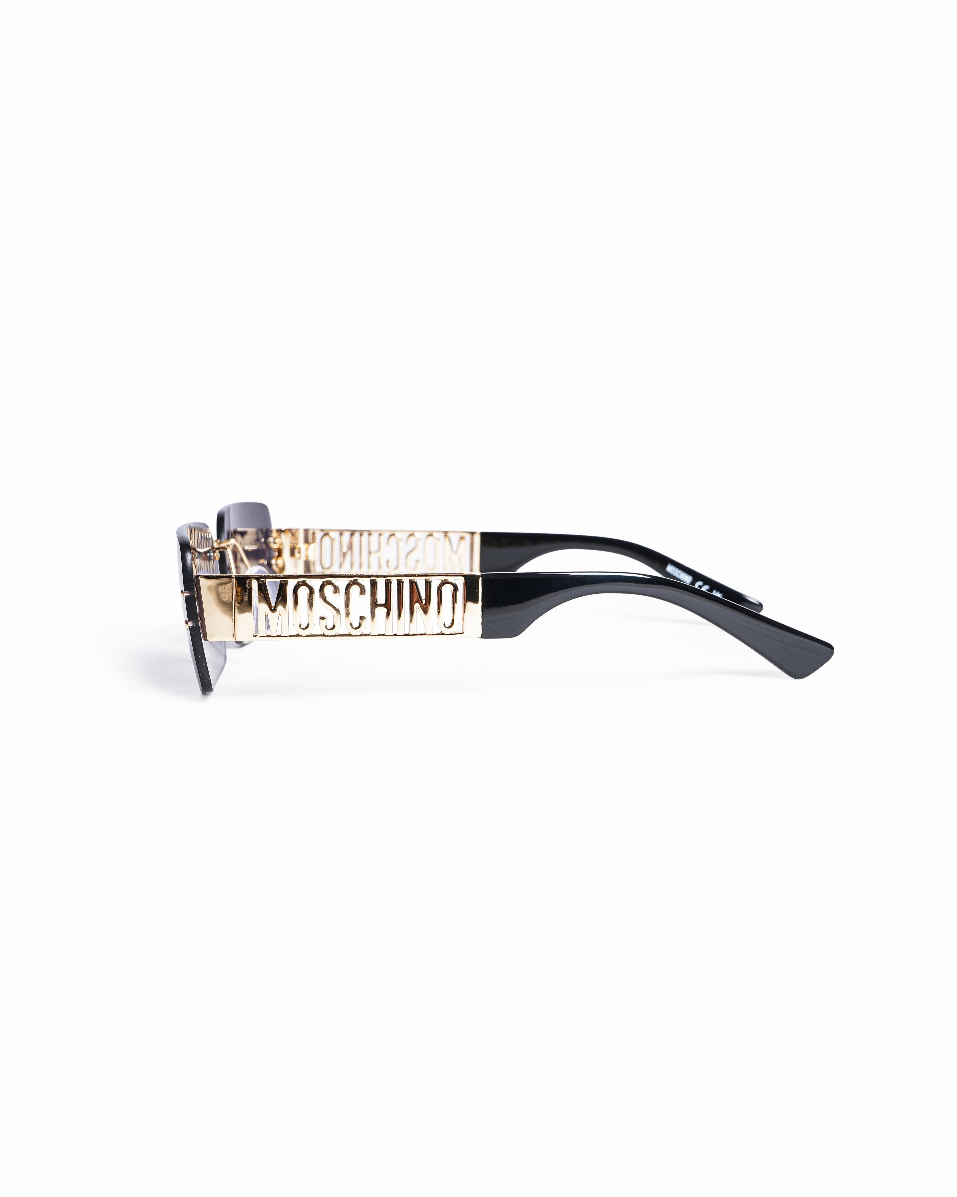 Moschino Women's Rimless Rectangular Sunglasses With Thick Temple(GOLD)