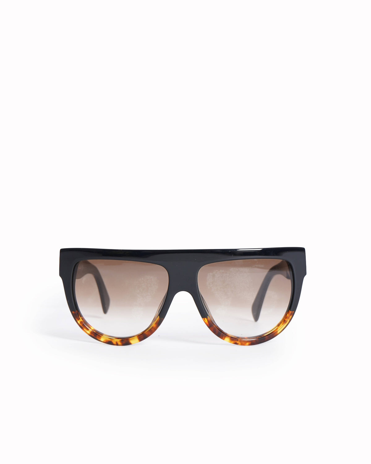 New Celine Two-Tone Black & Tortoiseshell Flat-Top Sunglasses