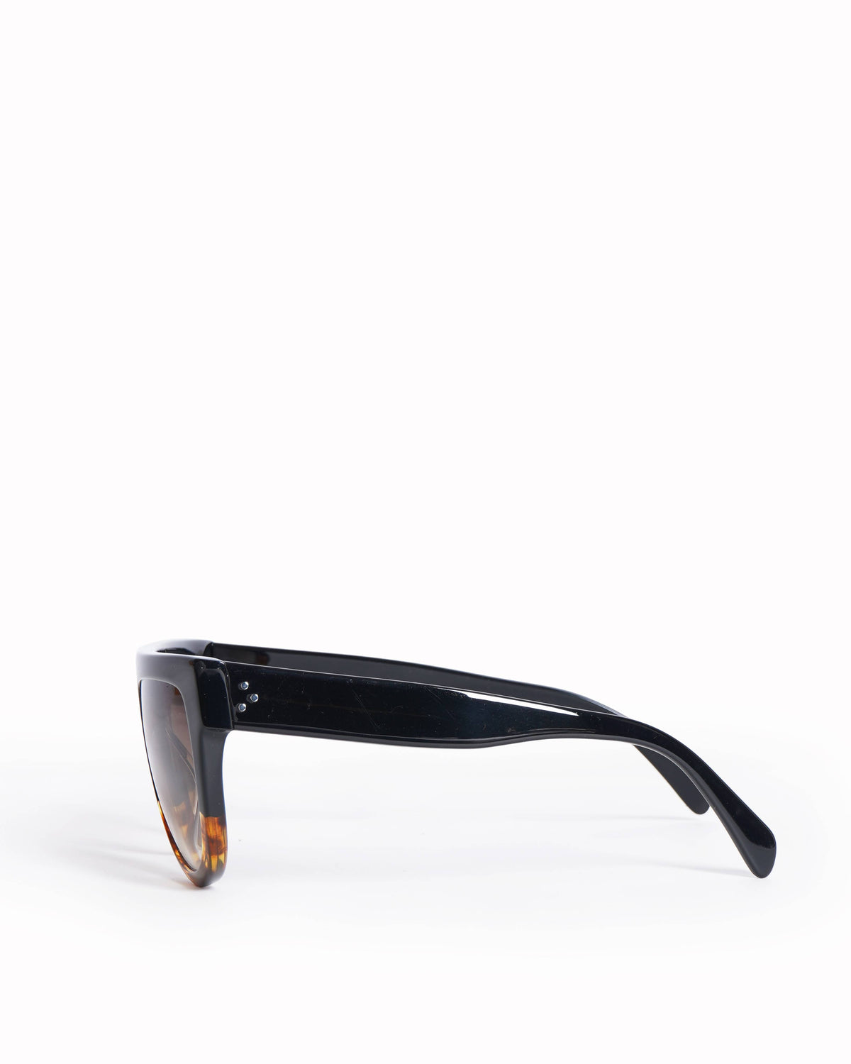 New Celine Two-Tone Black & Tortoiseshell Flat-Top Sunglasses