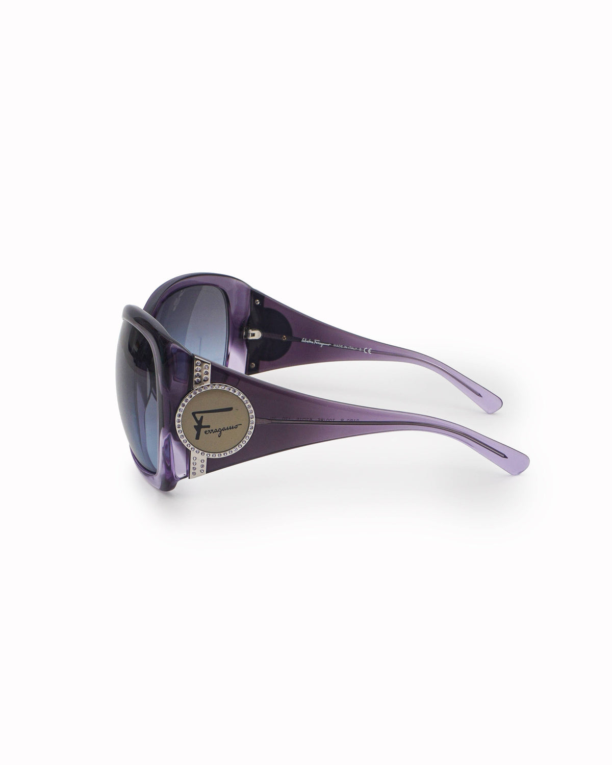 Salvatore Ferragamo Translucent Purple Crystal Accent Sunglasses