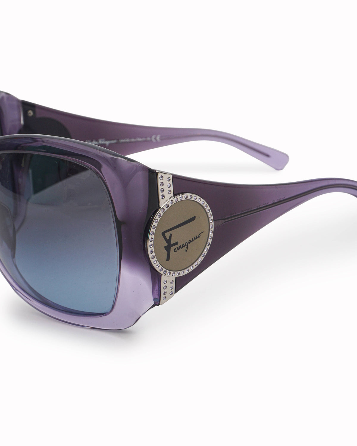 Salvatore Ferragamo Translucent Purple Crystal Accent Sunglasses