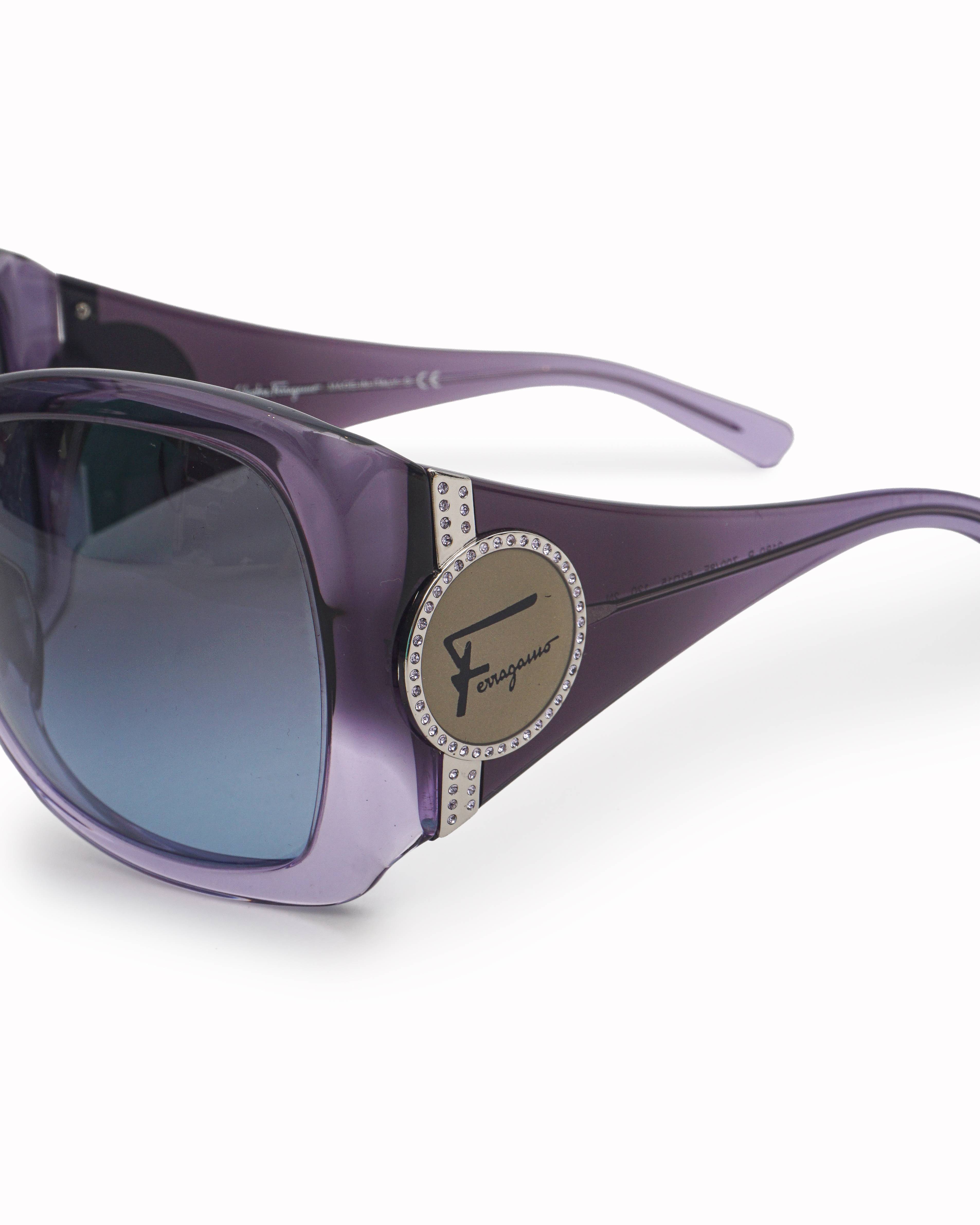 Salvatore Ferragamo Translucent Purple Crystal Accent Sunglasses