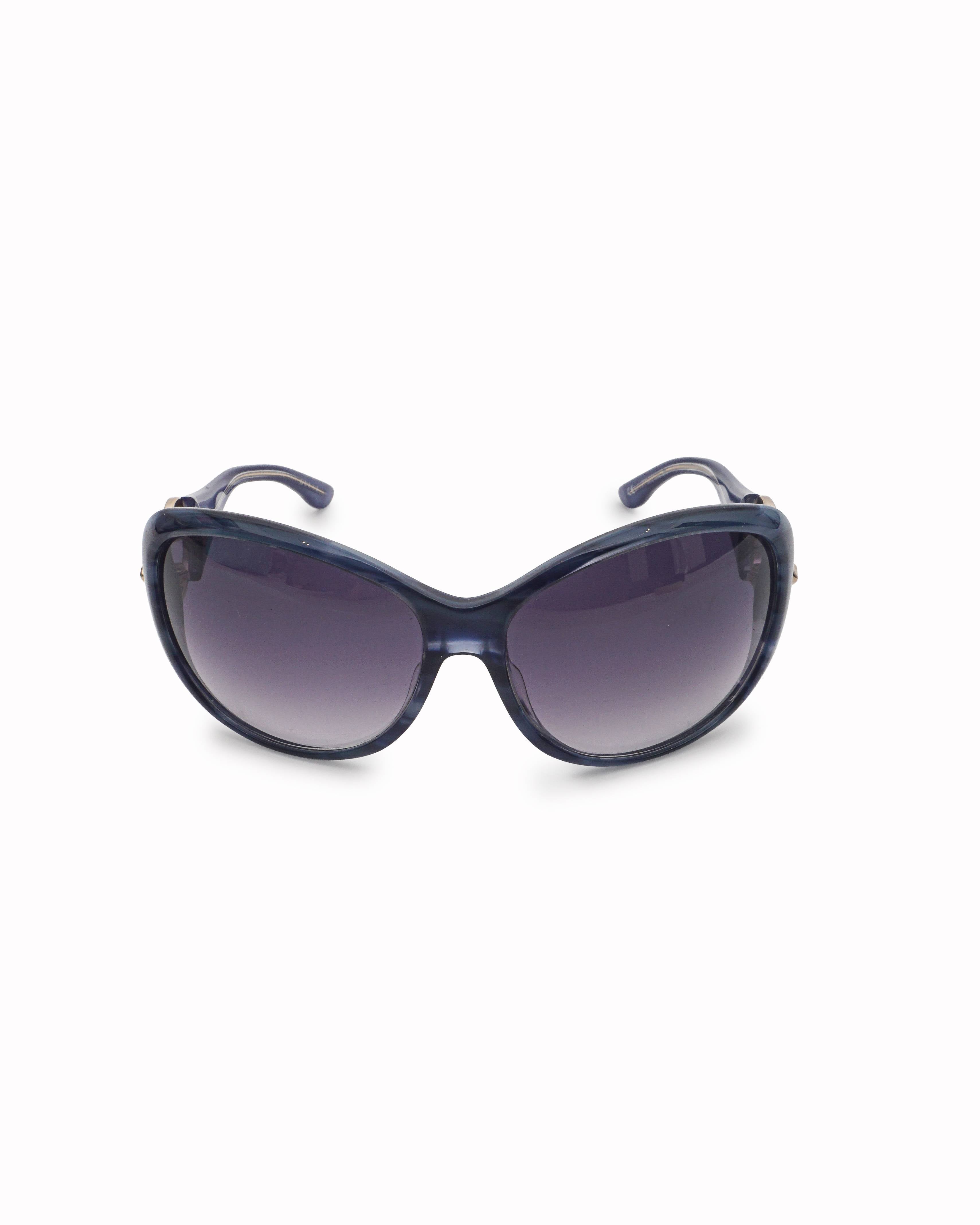 Gucci Blue Marbled Acetate Gold-Tone Ring Oversized Sunglasses