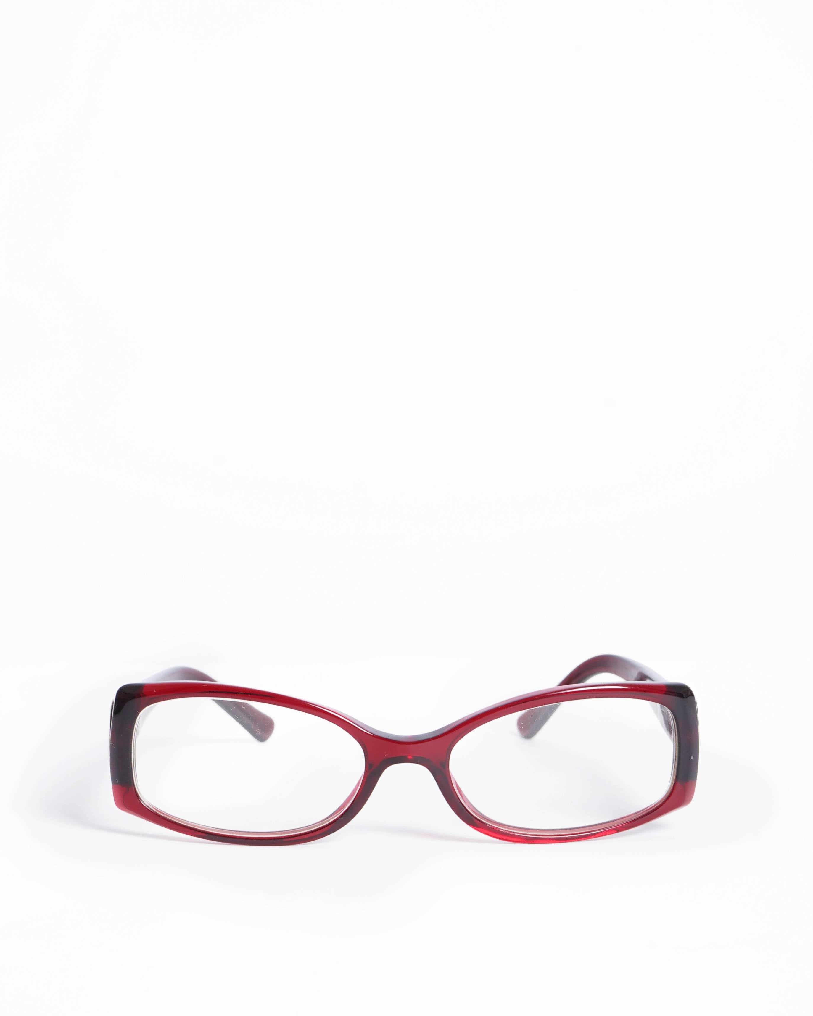 Bvlgari Red Rectangular Acetate Eyeglasses