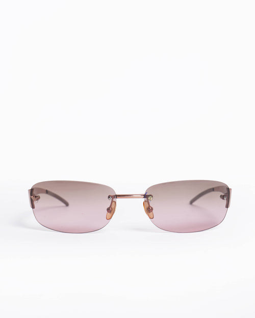 Emporio Armani Rimless Pink Lens Sunglasses