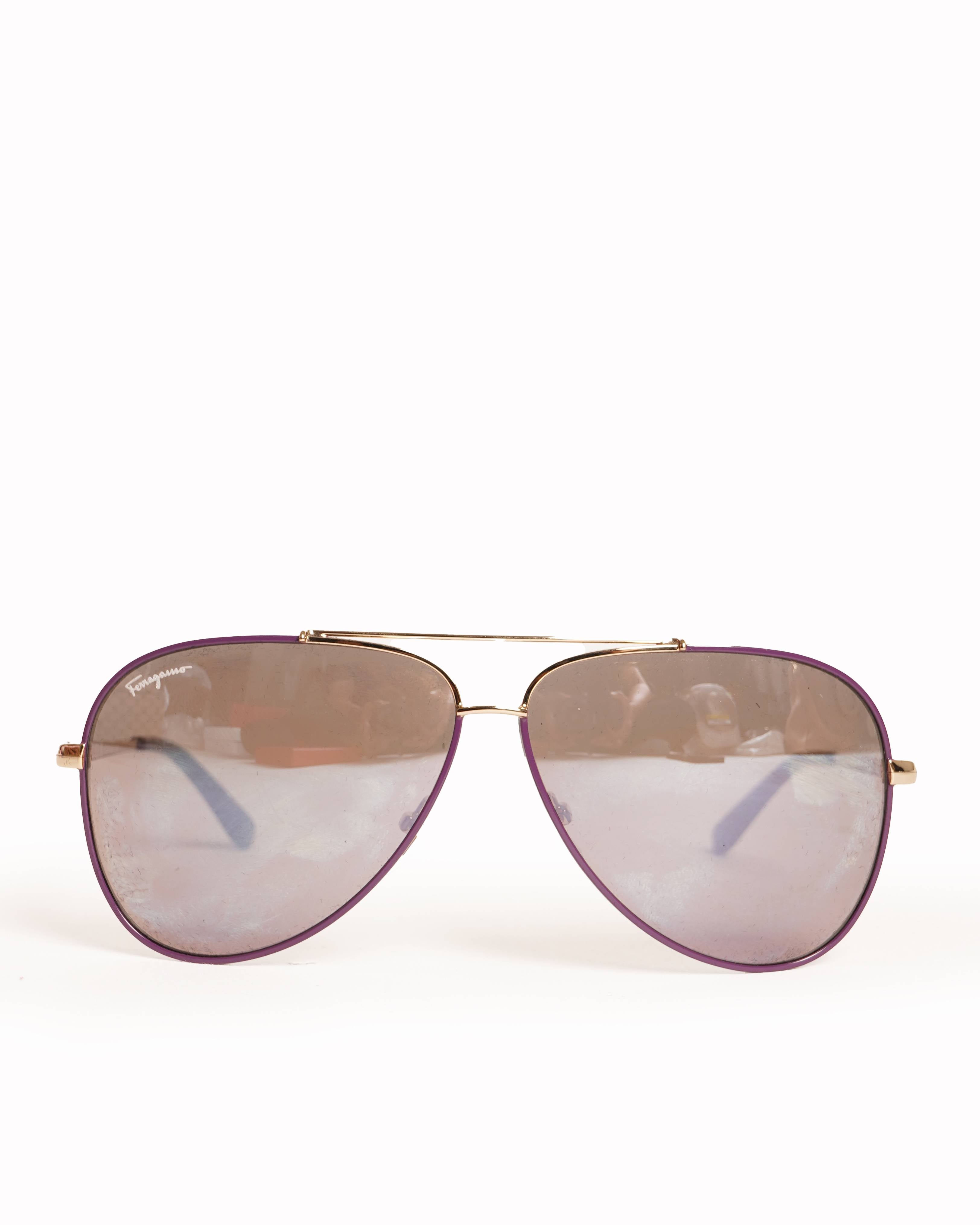 New Salvatore Ferragamo Women's Aviator Sunglasses In Purple