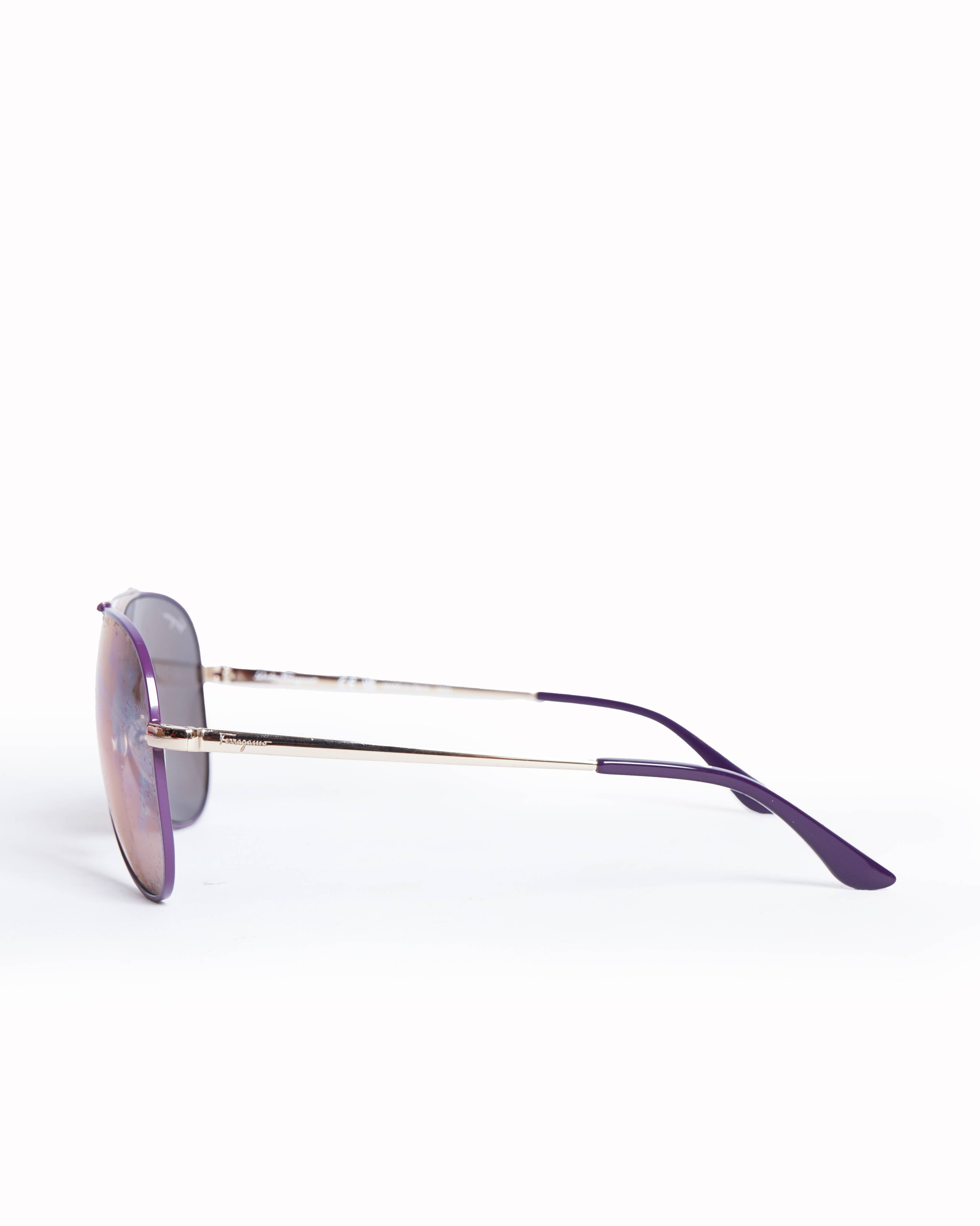 New Salvatore Ferragamo Women's Aviator Sunglasses In Purple