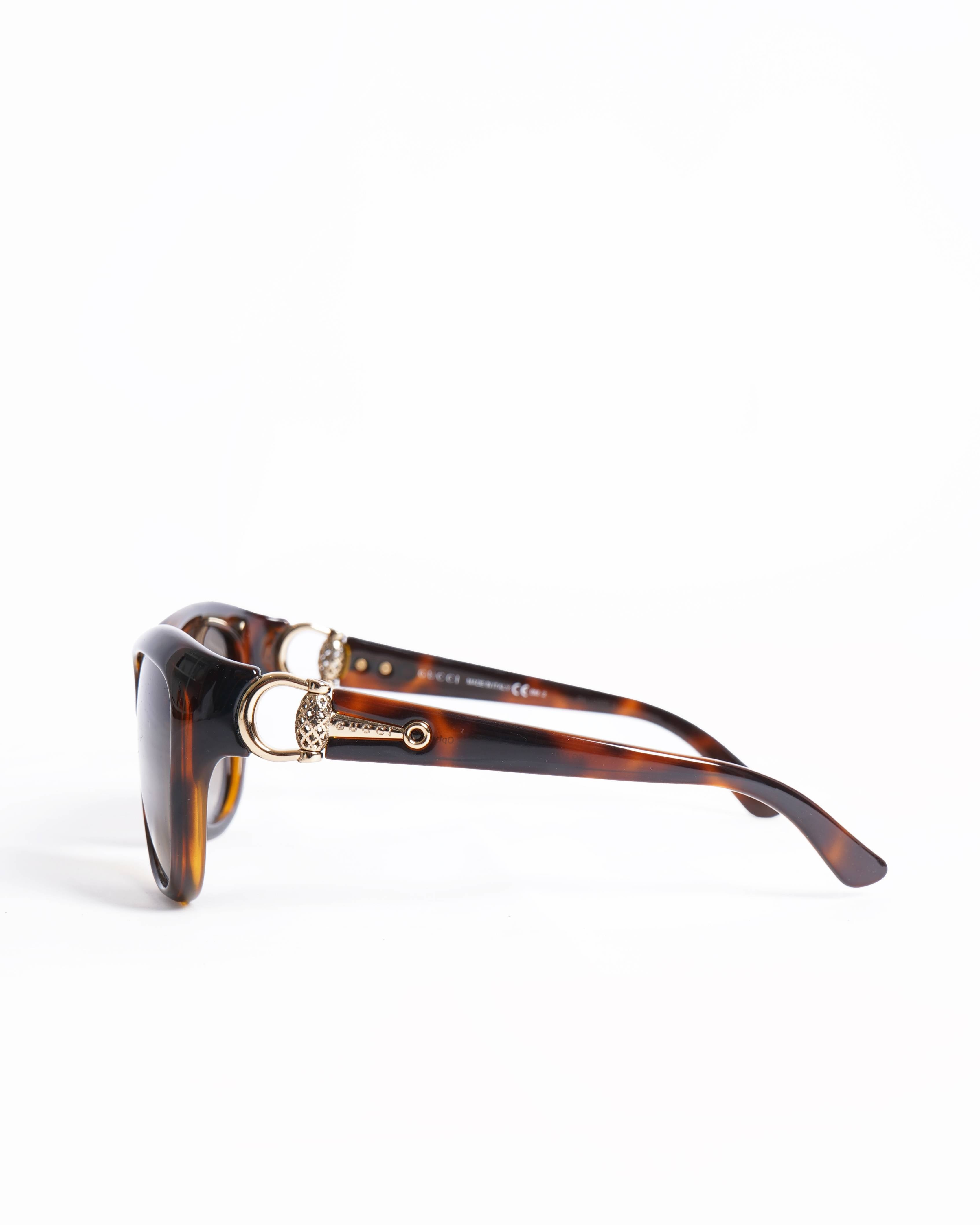 Gucci Tortoiseshell Horsebit Women's Sunglasses In Brown
