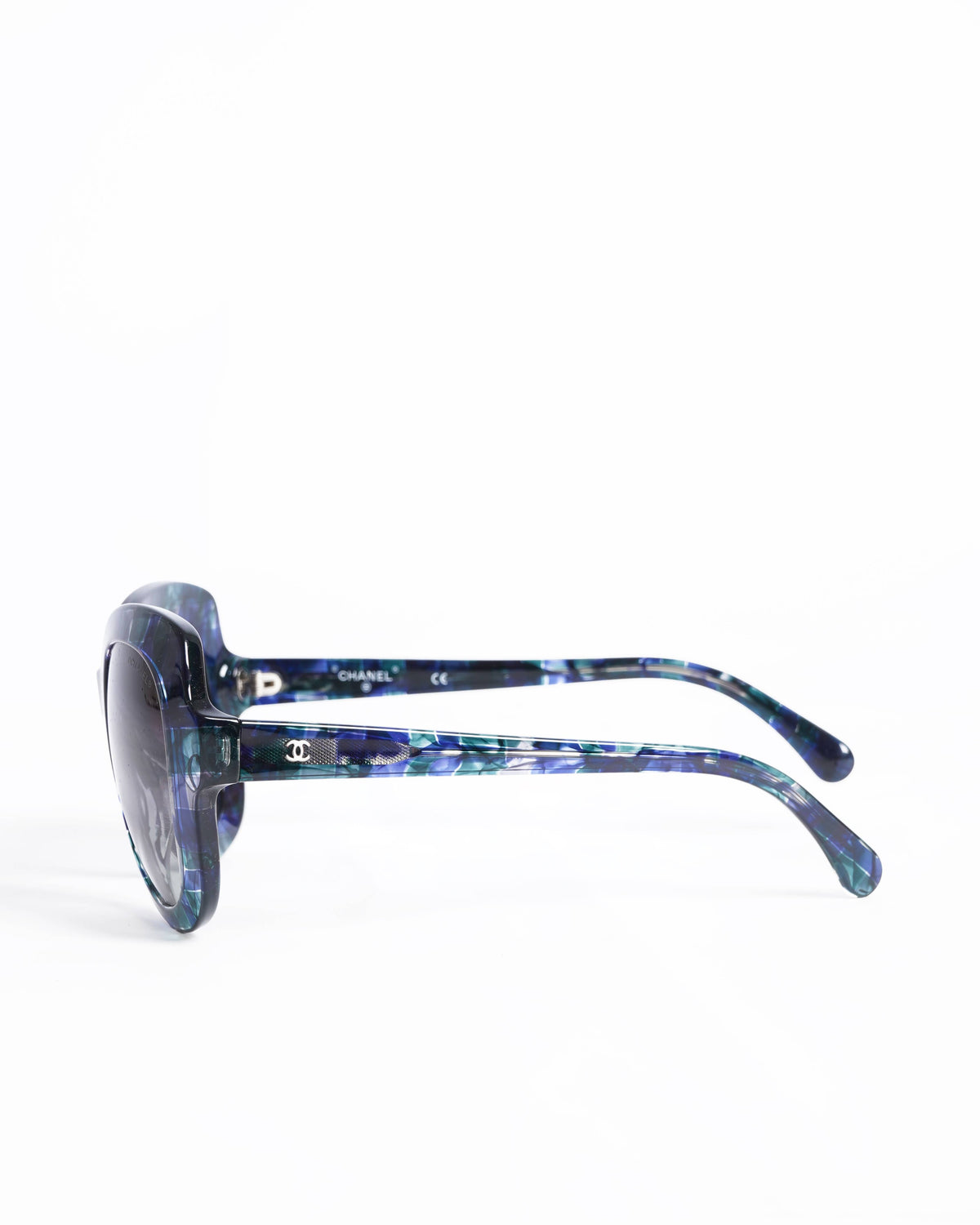 Chanel Women's Blue & Green Sunglasses With Thick Frame