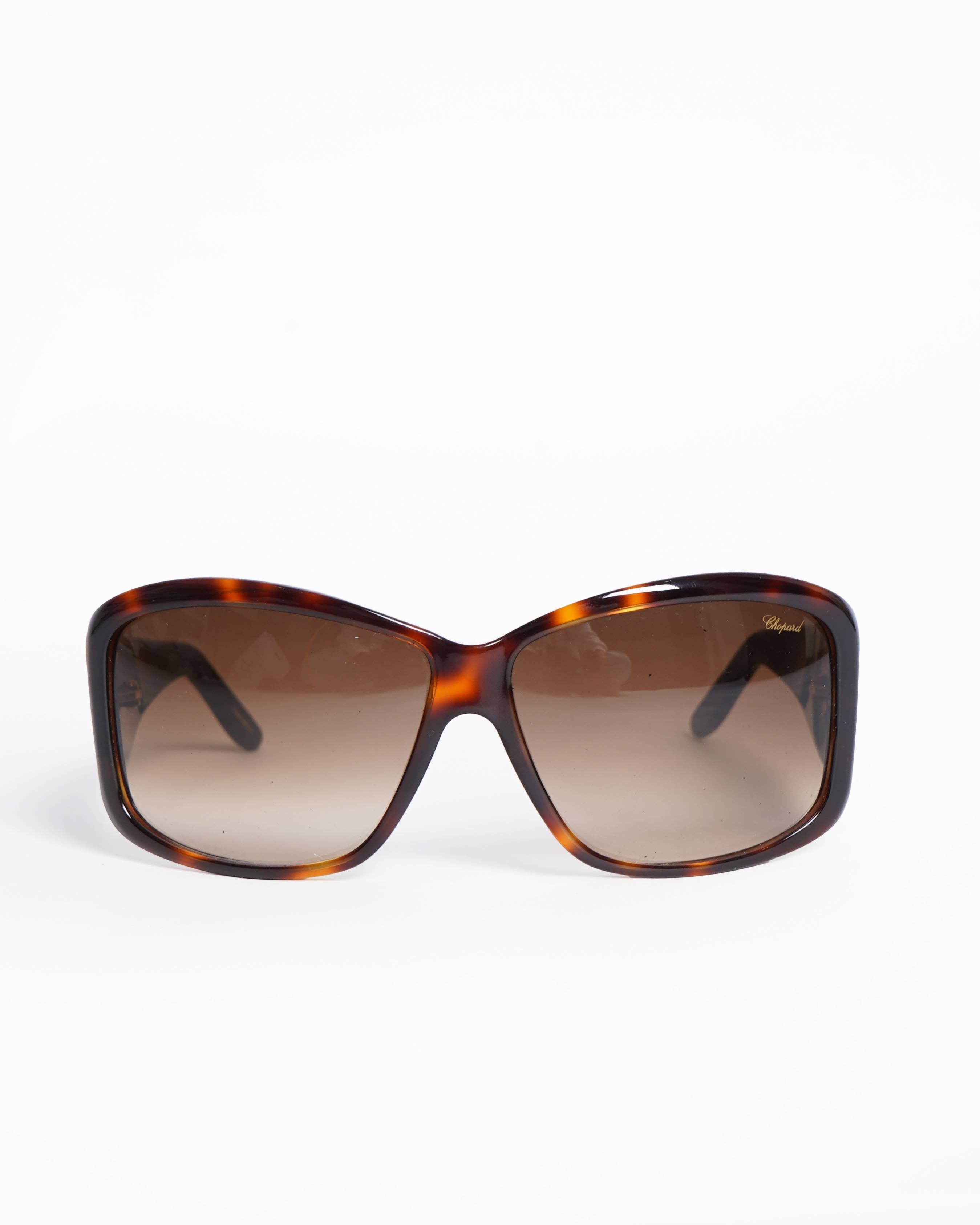 Chopard C Rhinestone Tortoiseshell Frame Sunglasses