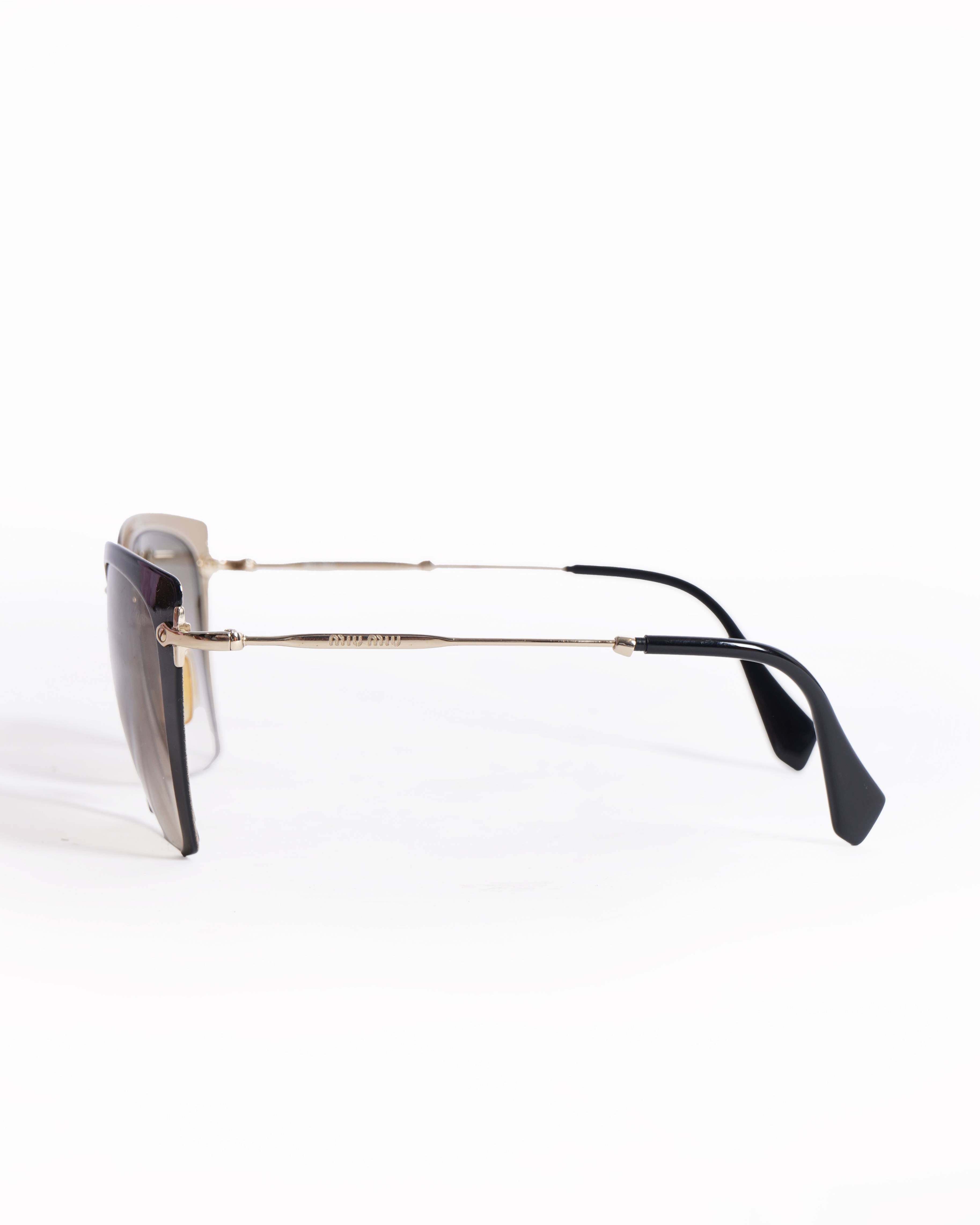 Miu Miu Half-Rim Square Sunglasses