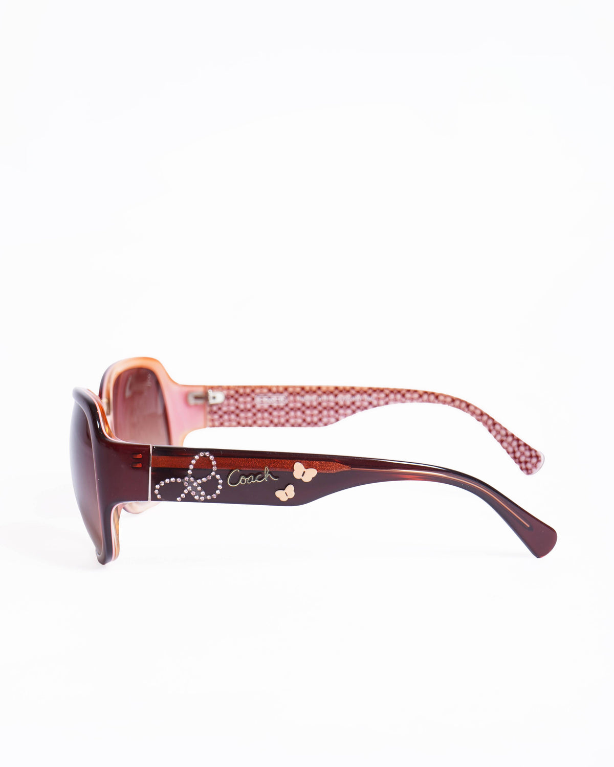 Coach Women's Wide Frame Sunglasses With Butterfly detailing On Temple