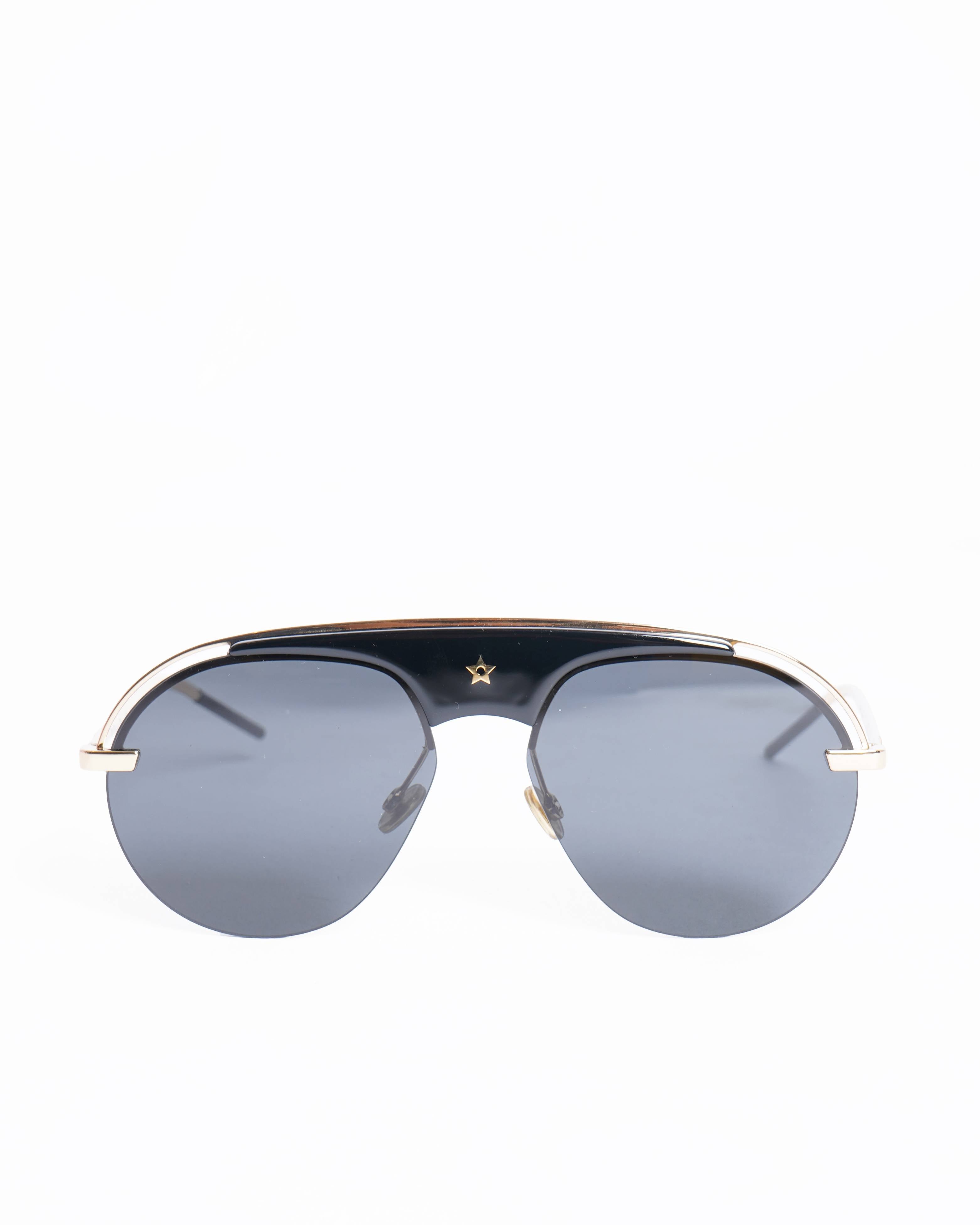 Christian Dior Black & Gold Aviator Sunglasses
