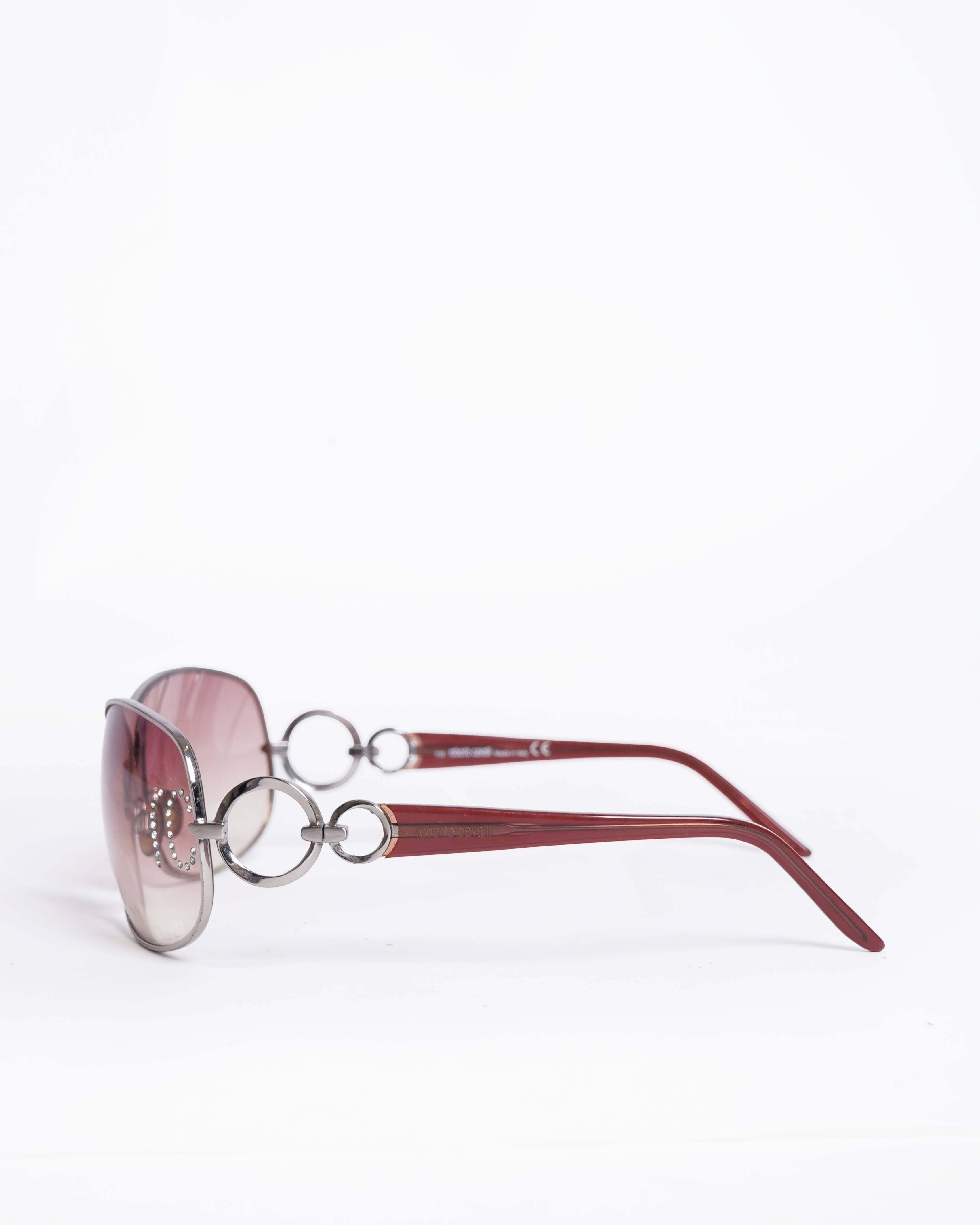 Roberto Cavalli Pink Rimless Embellished Sunglasses