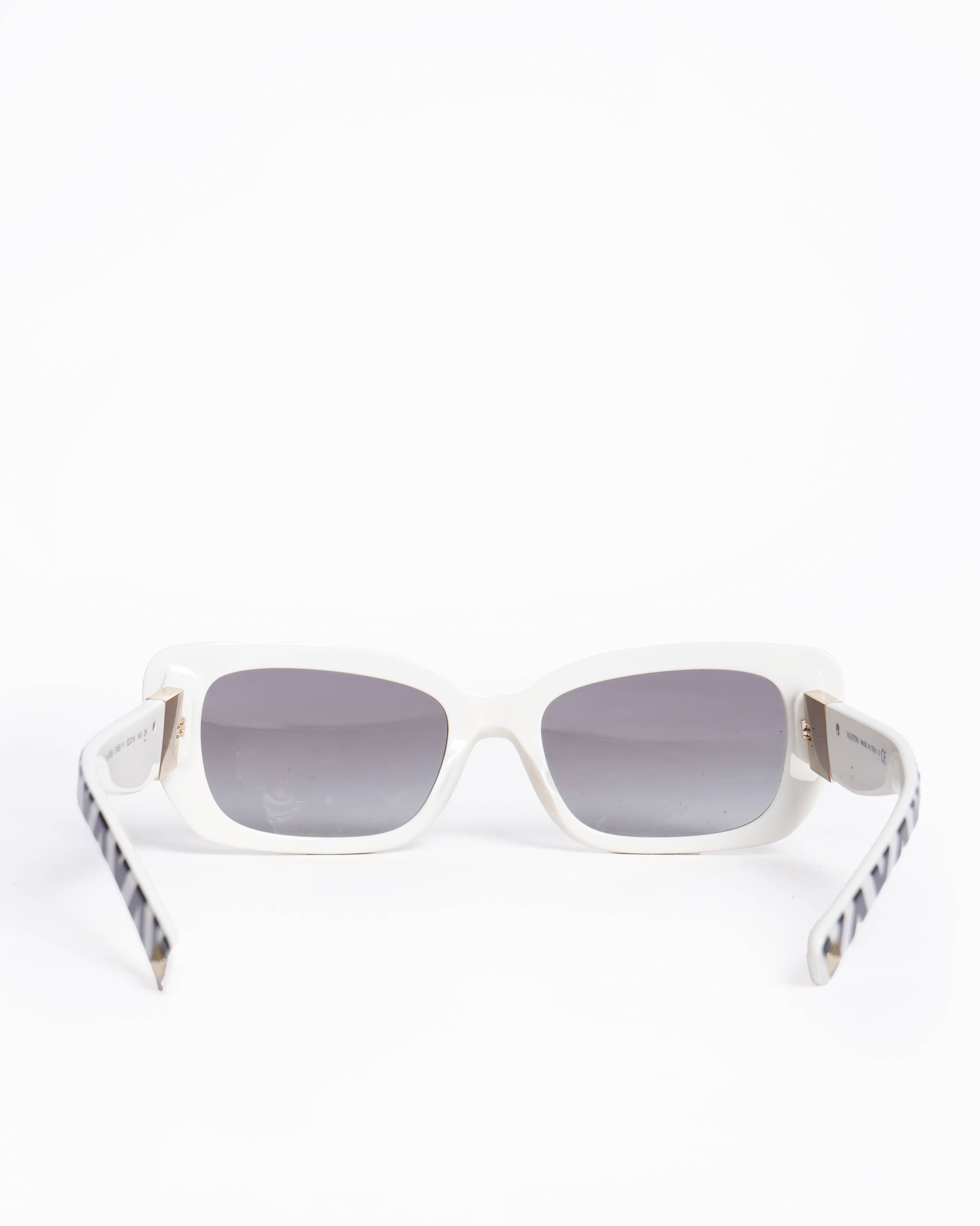New Valentino VA4094Monogram Black & White Women's Rectangular Sunglasses