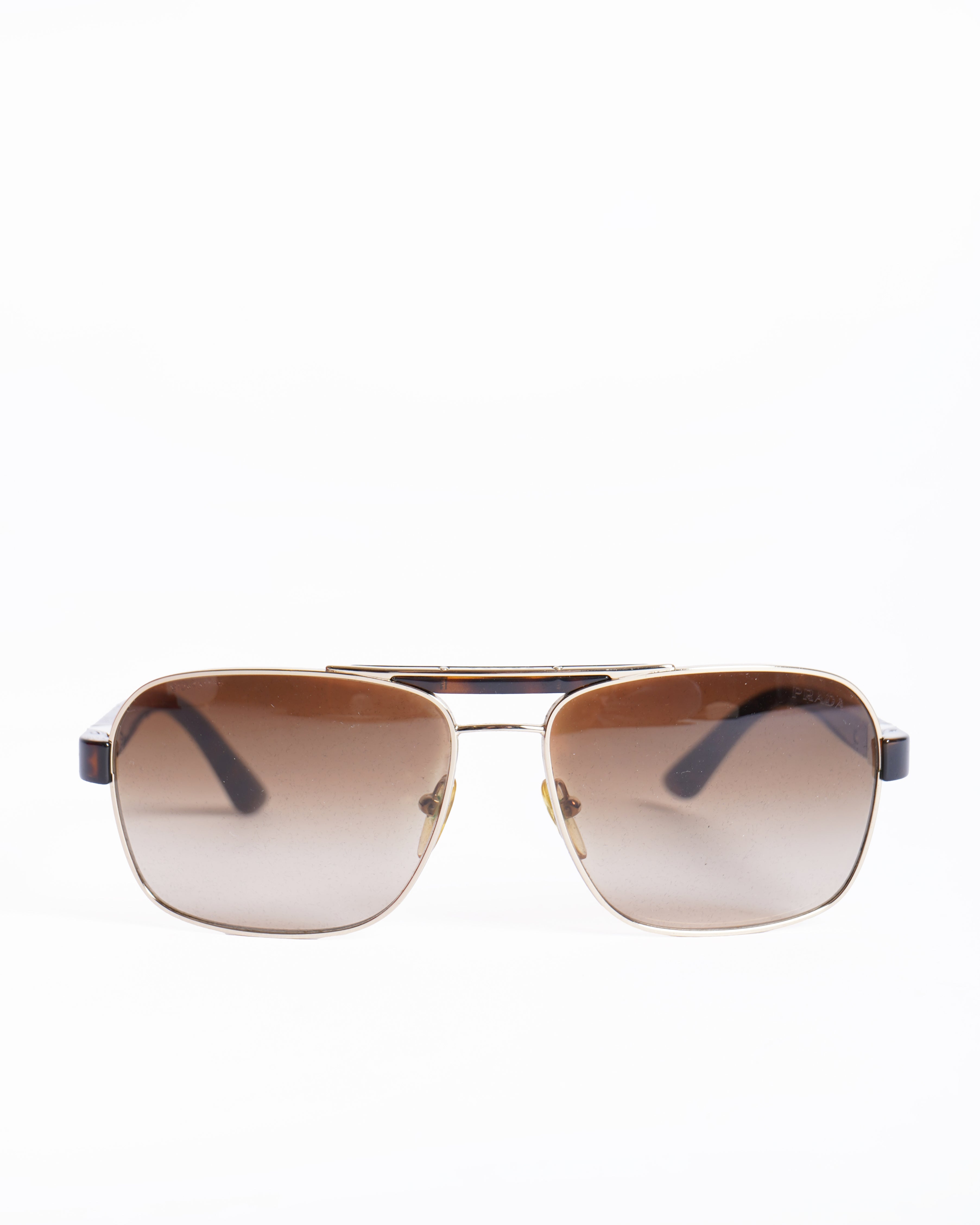 Prada brown rectangular frame sunglasses
