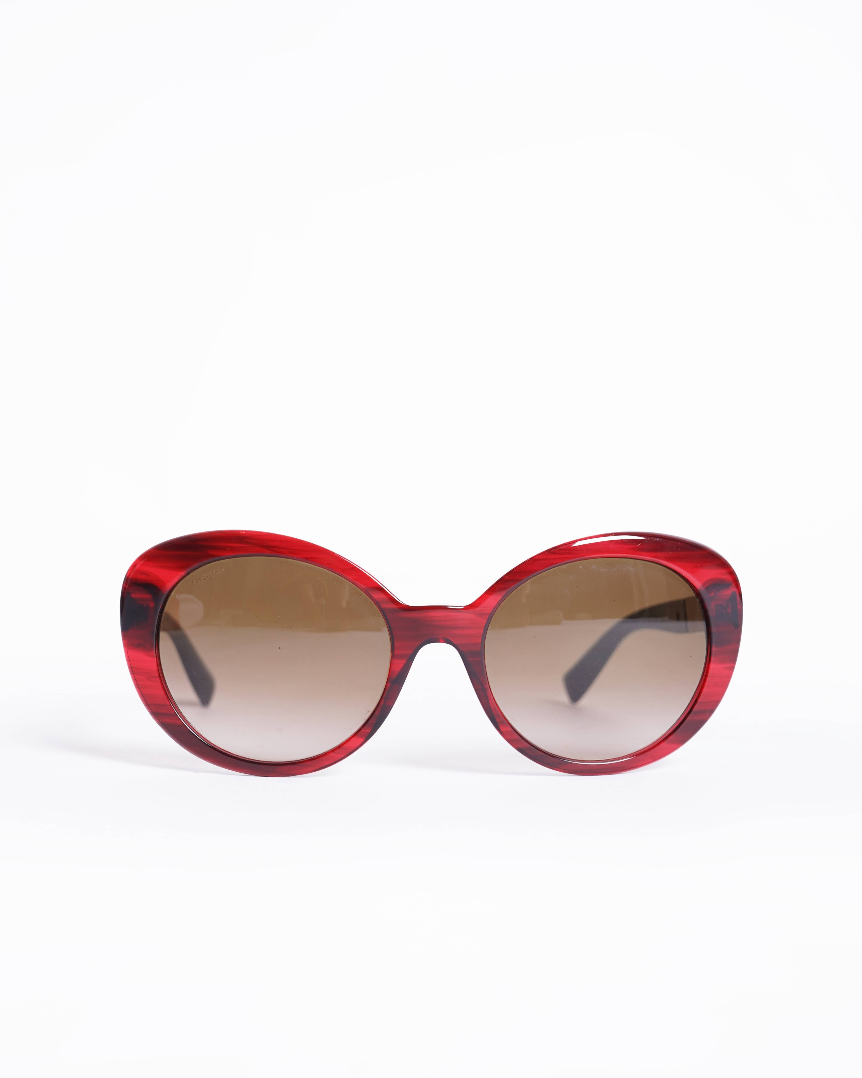 Versace Oval Sunglasses In Maroon Frame