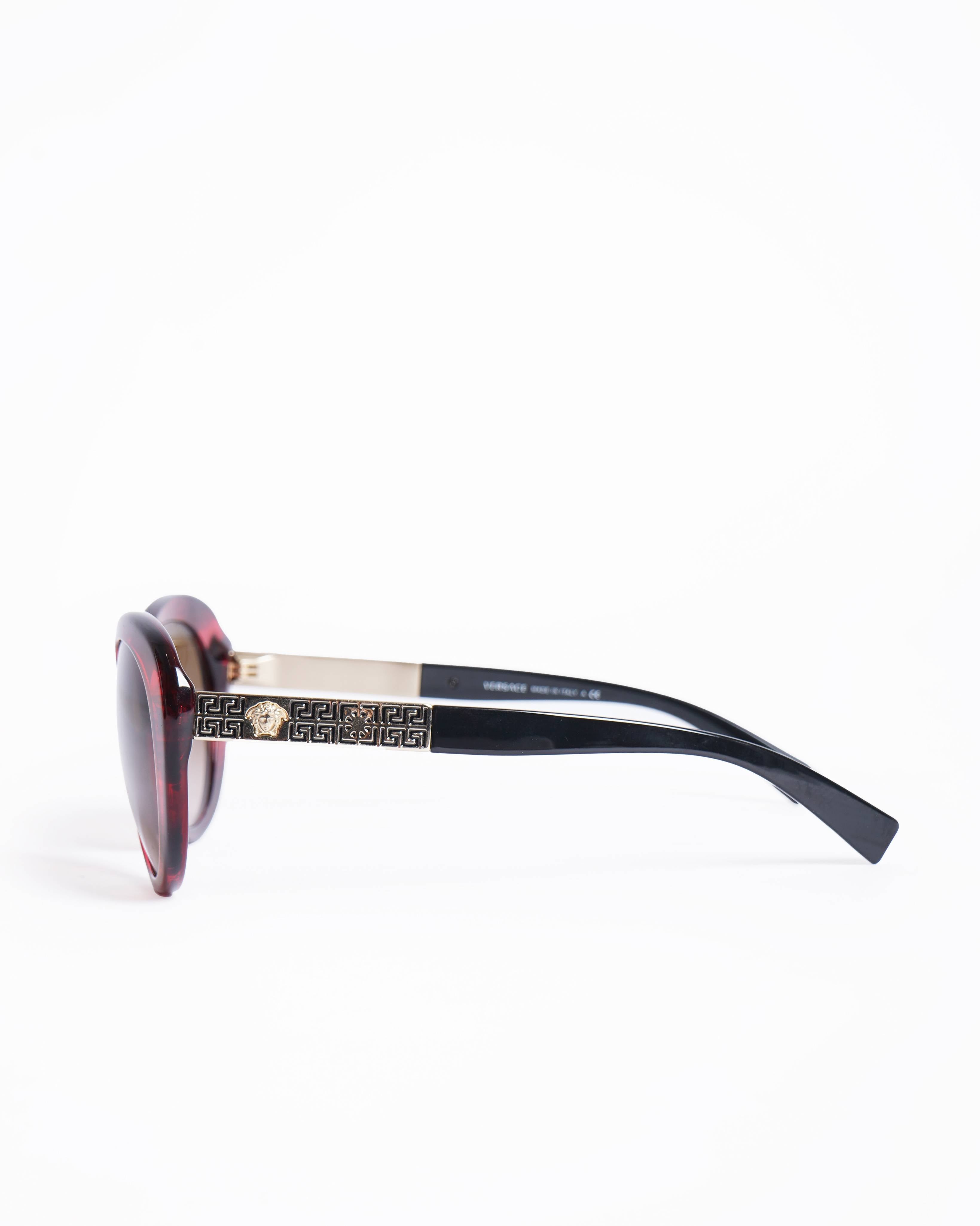 Versace Oval Sunglasses In Maroon Frame