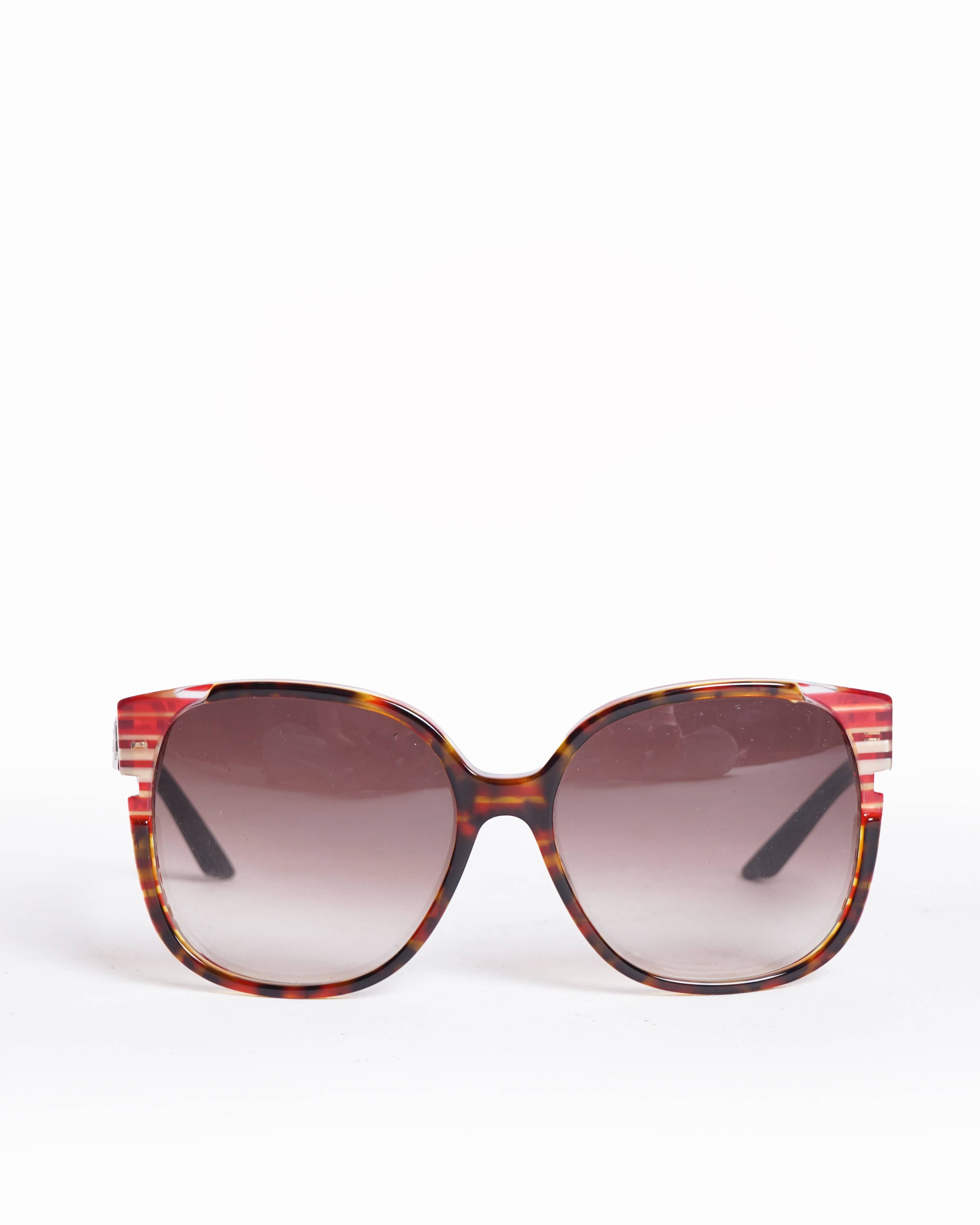 Christian Dior Diorline Brown Tortoise Oversized Striped Sunglasses