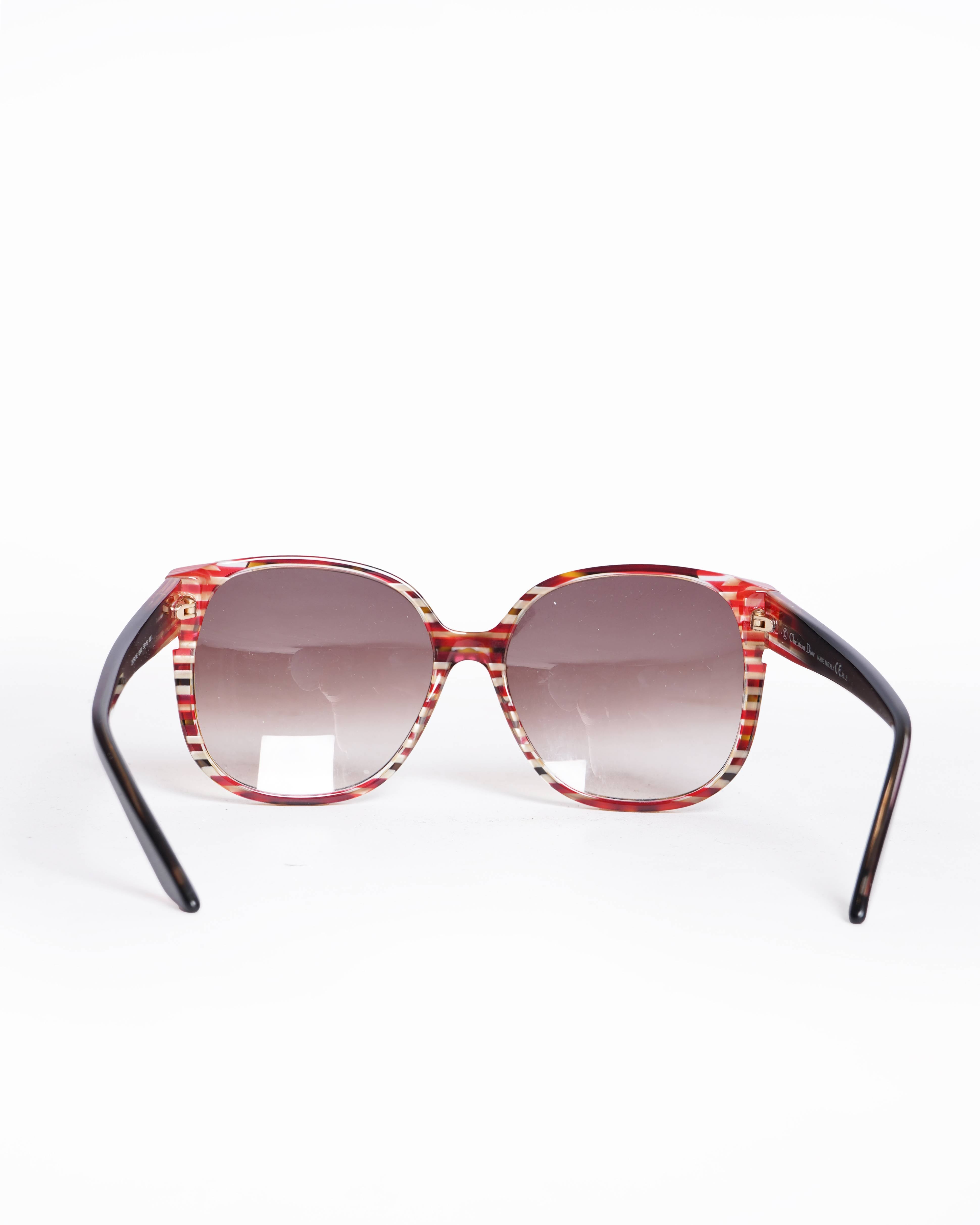 Christian Dior Diorline Brown Tortoise Oversized Striped Sunglasses