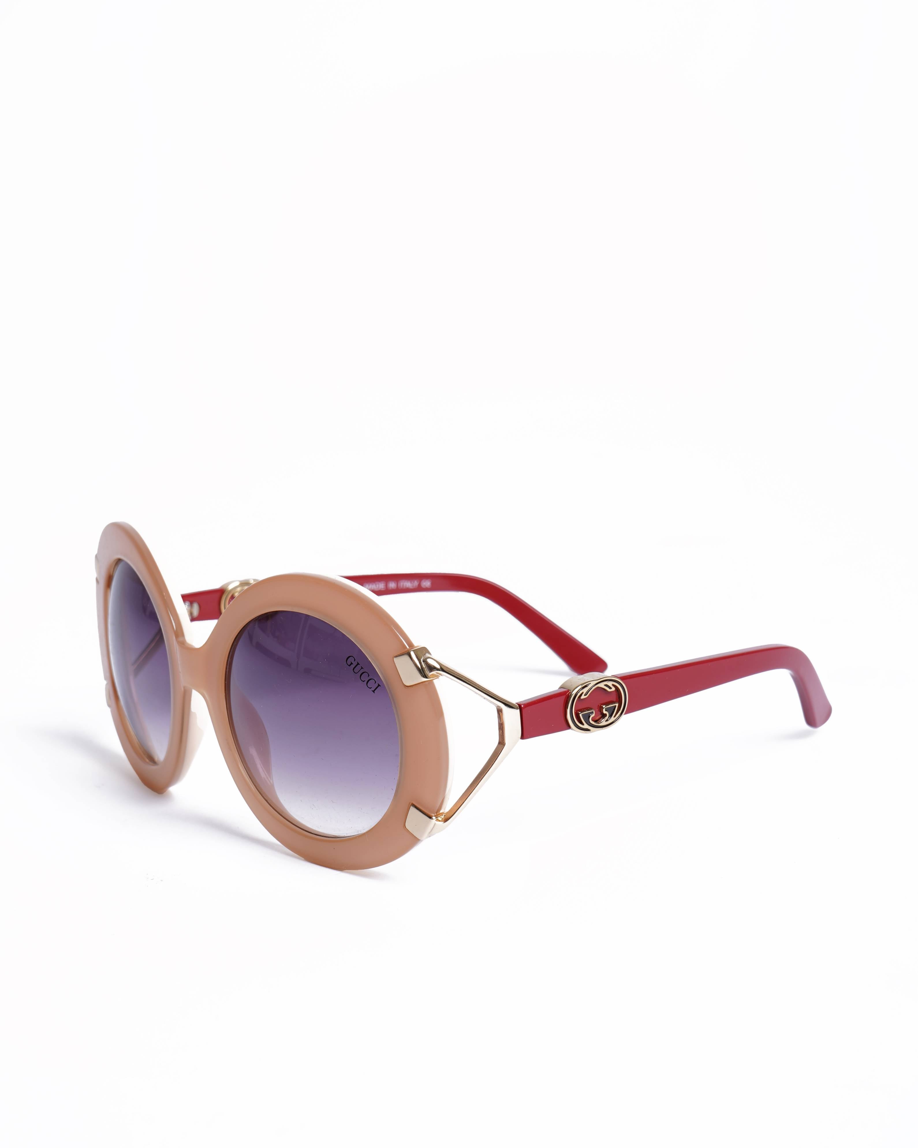 Vintage Gucci Oval Sunglasses In Peach