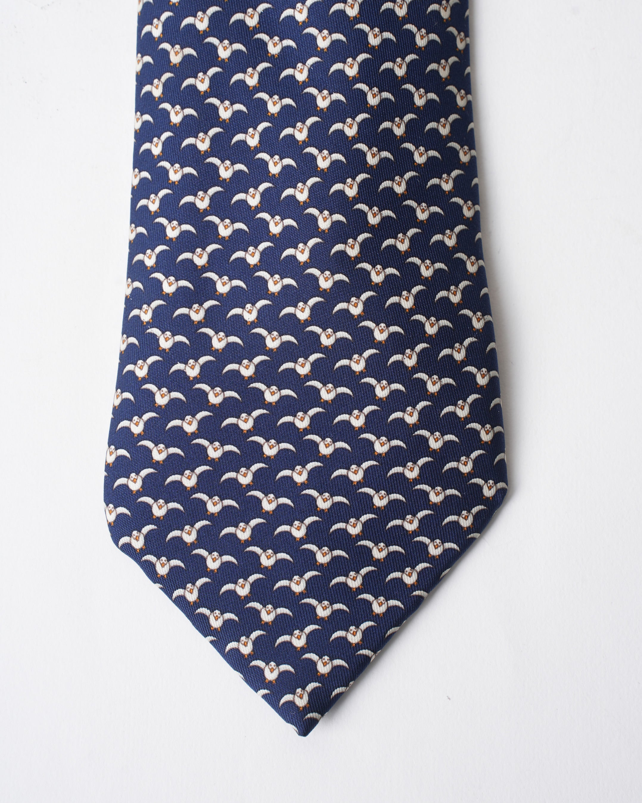 Hermes Vintage Silk Blue Penguin Tie