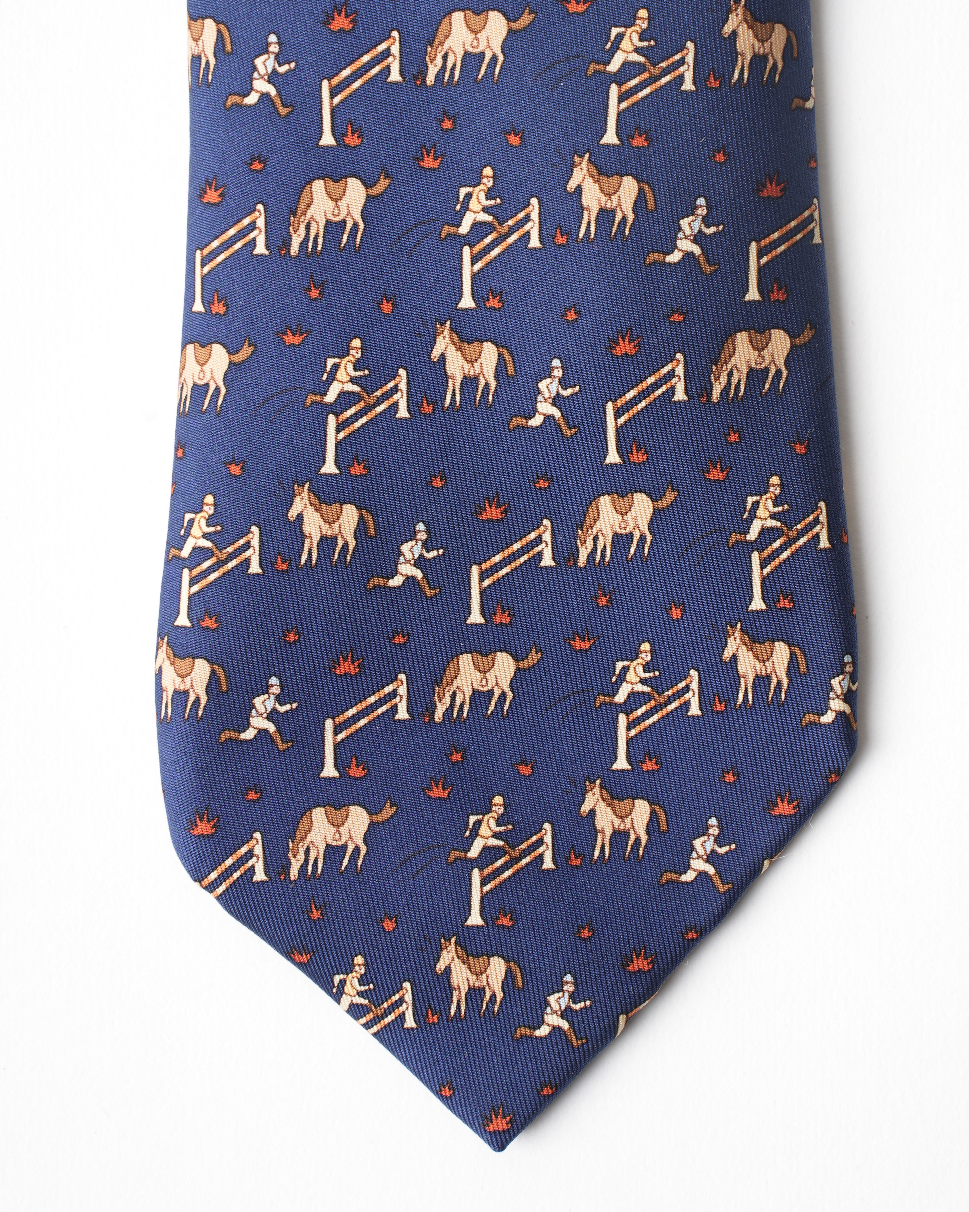 Hermes Vintage Silk Blue Man Jumping Tie