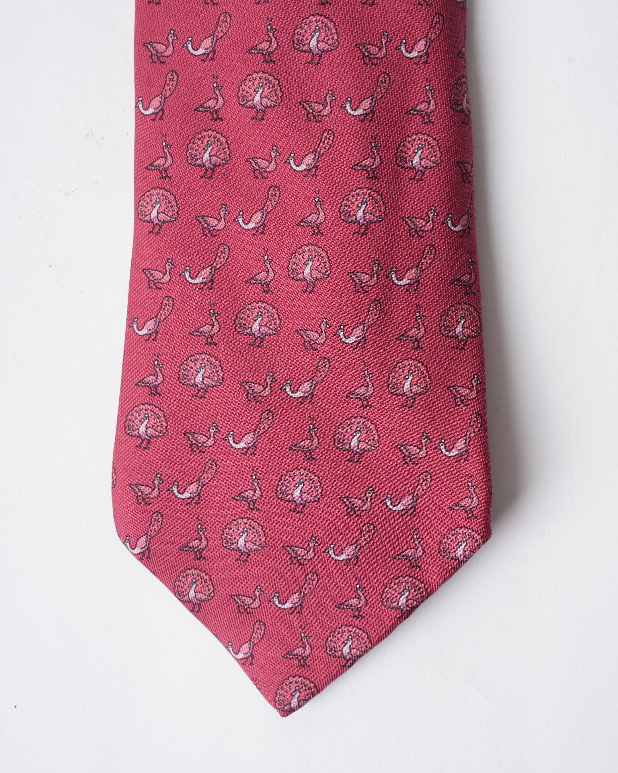 Hermes Pink Peacock Tie