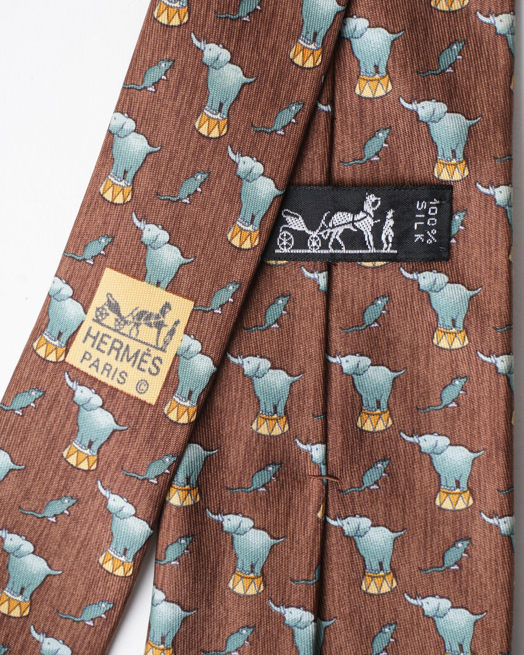 Hermes Elephant On Trumpet Tie