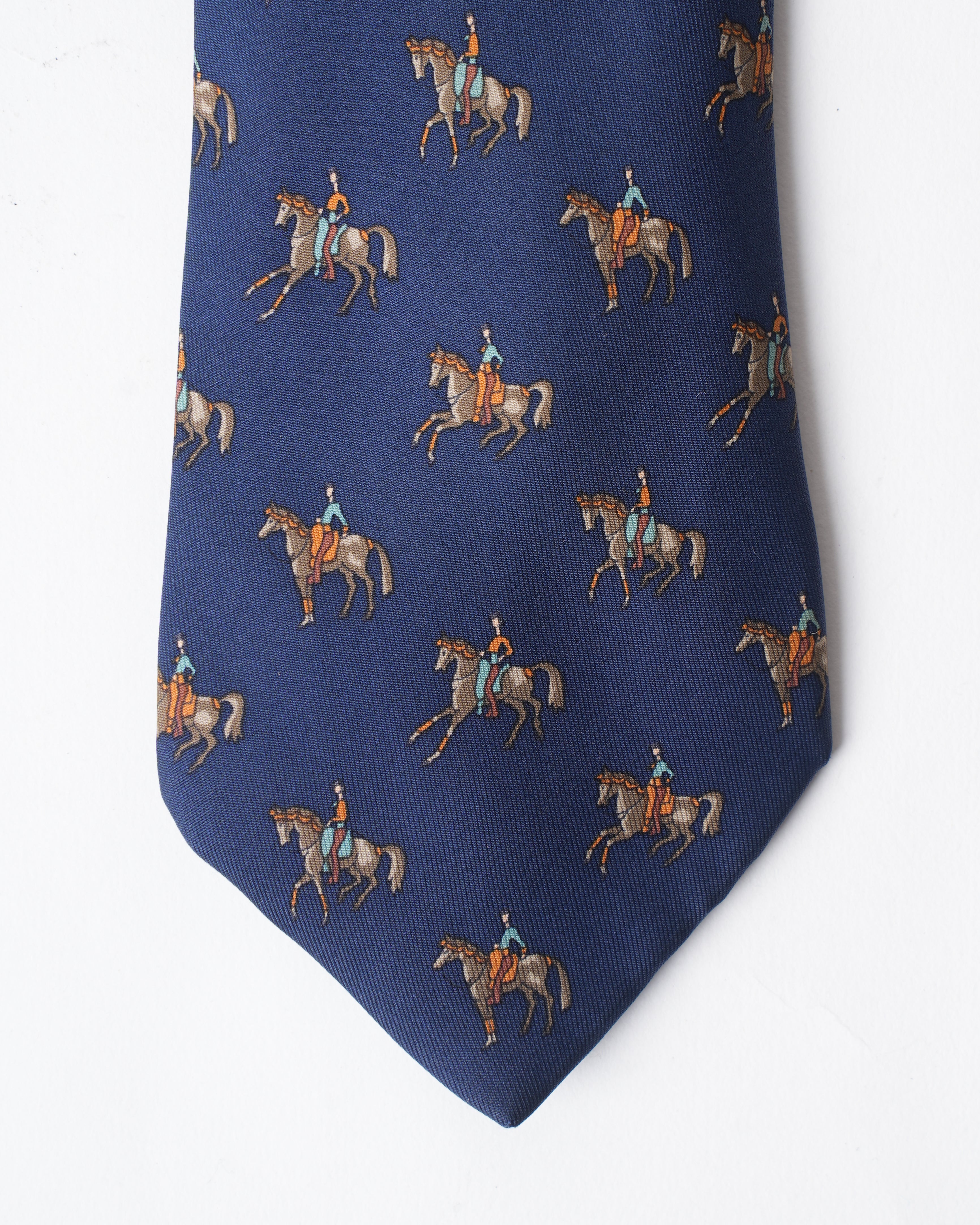 Hermes Rider Blue Tie