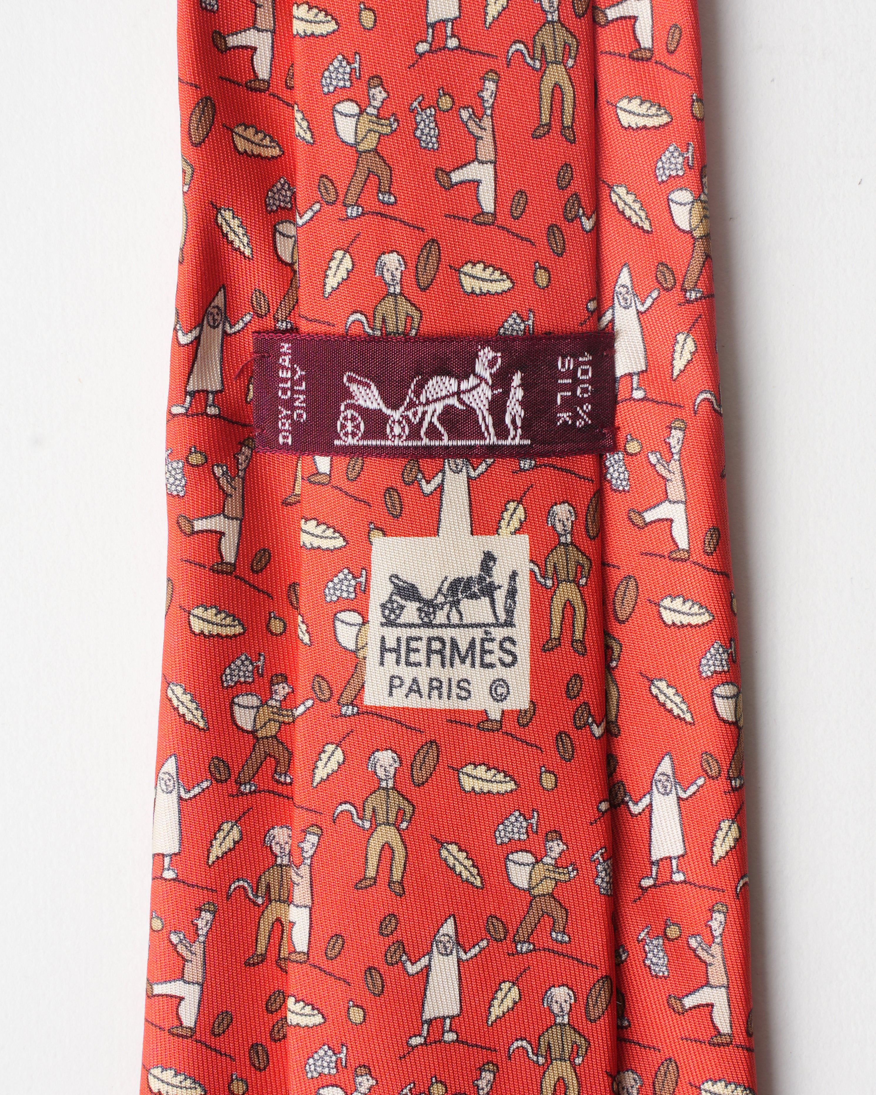 Hermes Vintage Silk Red Fruits And Mans Tie