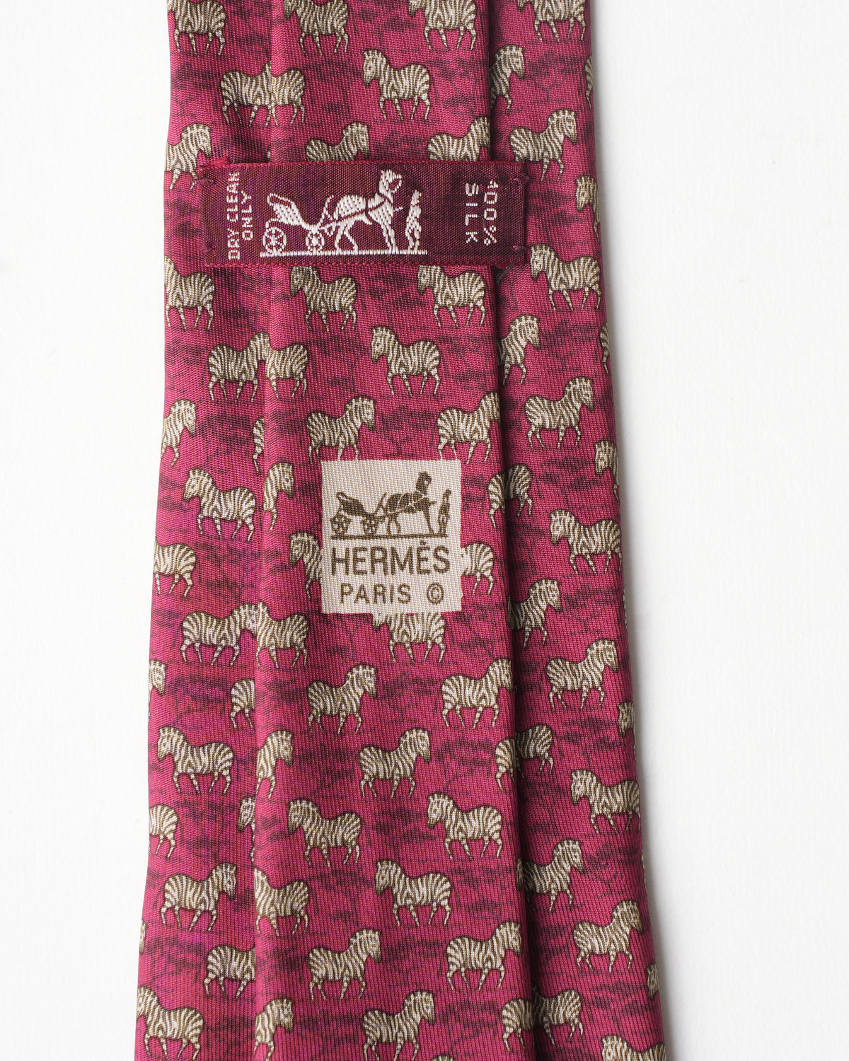 Hermes Vintage Silk Red Zebra Tie