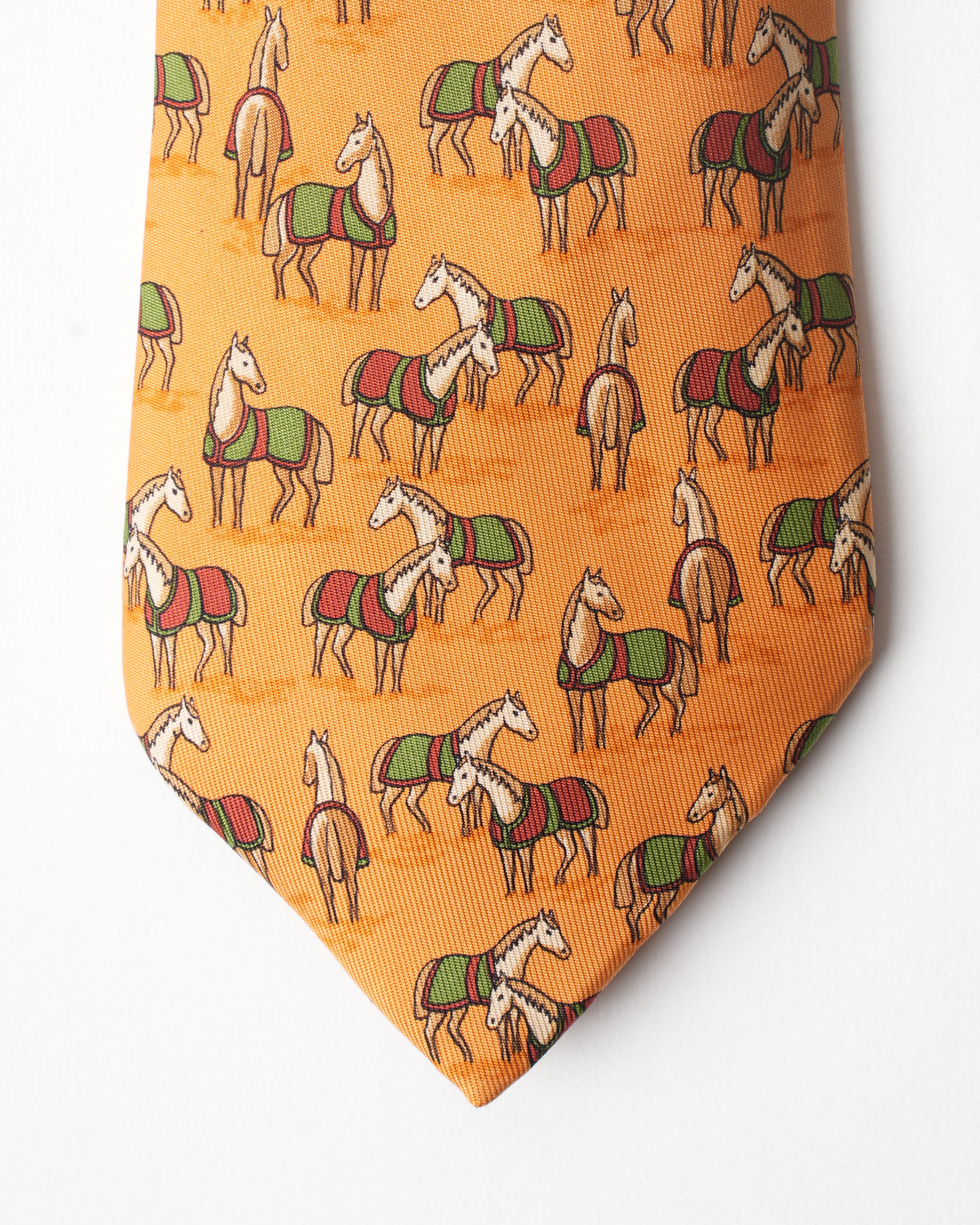 Hermes Vintage Silk Orange Horse