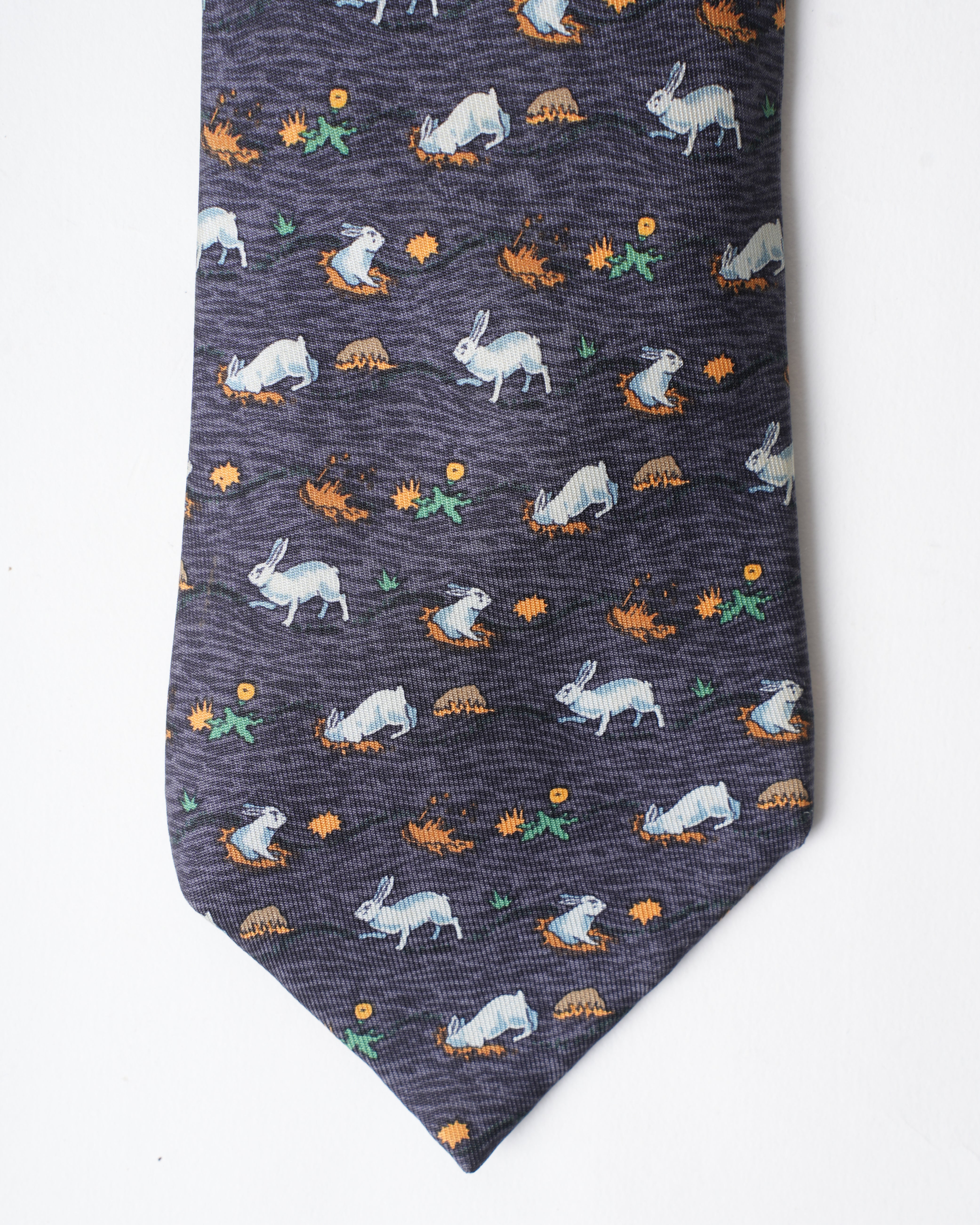 Hermes Bunny Nations Blue Tie