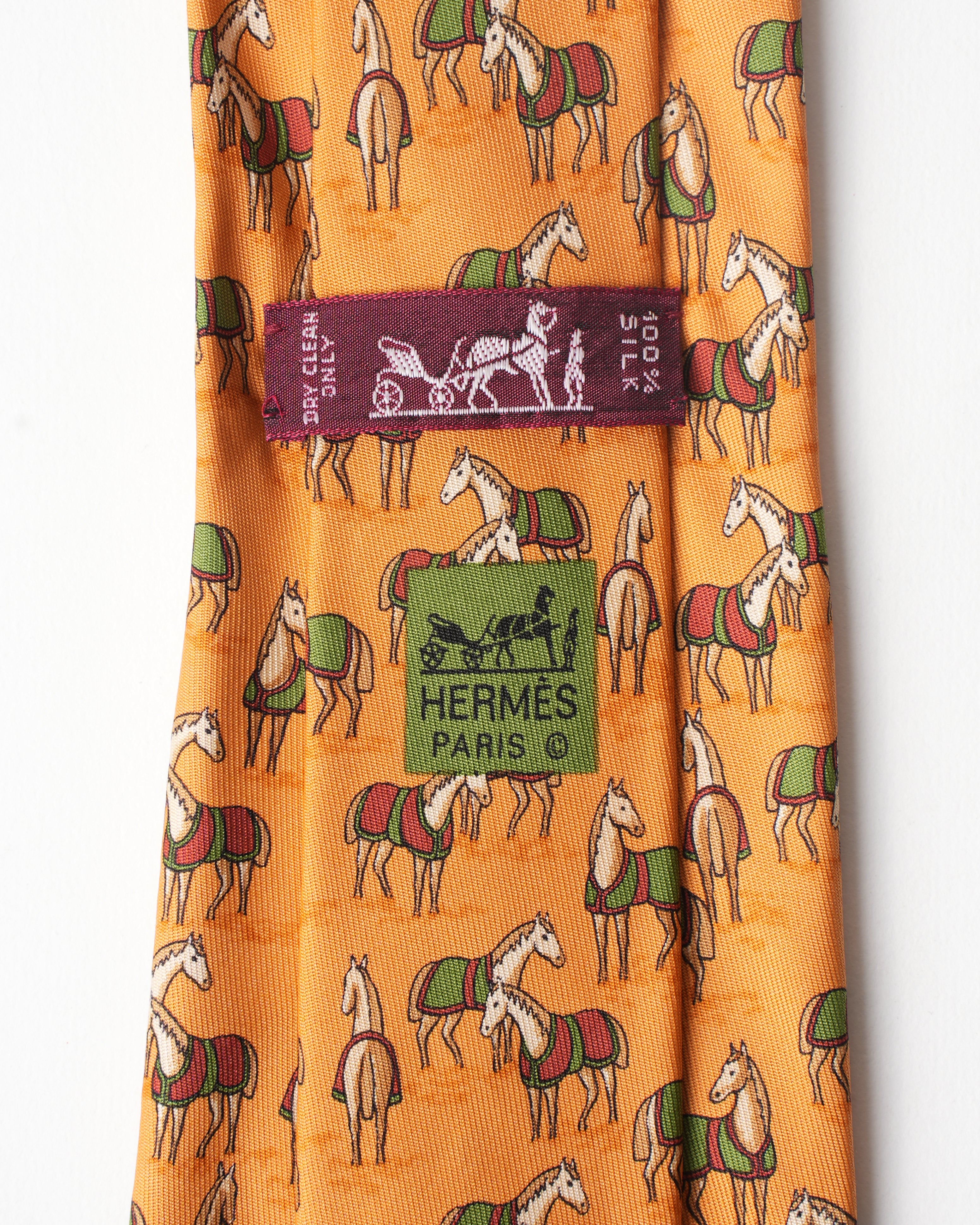 Hermes Vintage Silk Orange Horse