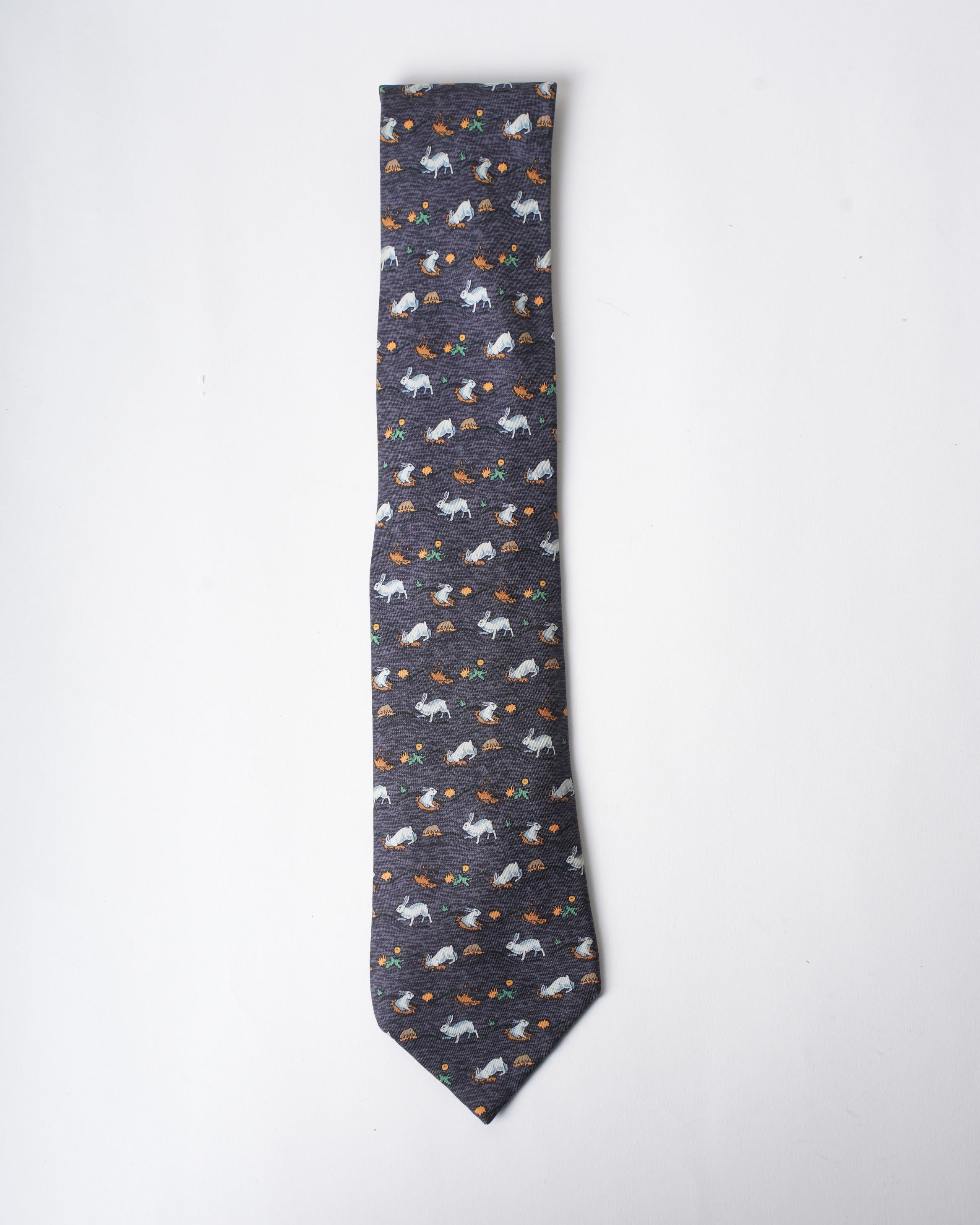 Hermes Bunny Nations Blue Tie